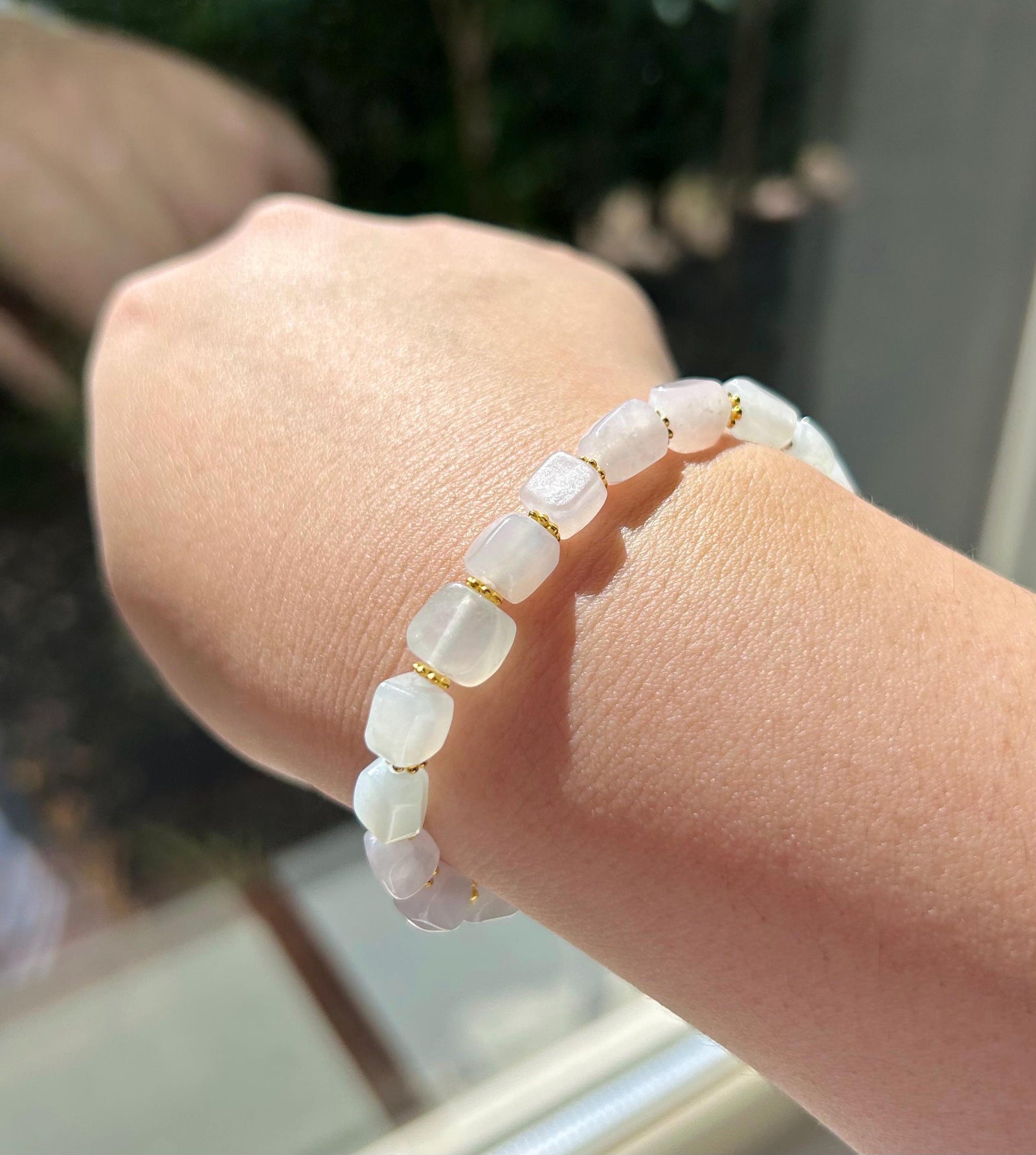 Jadeite Jade Beaded Bracelet Handmade Jewelry Gift for Her Natural Burmese Type A Icy High Translucency Icy White Ice Cube Jade 8mm