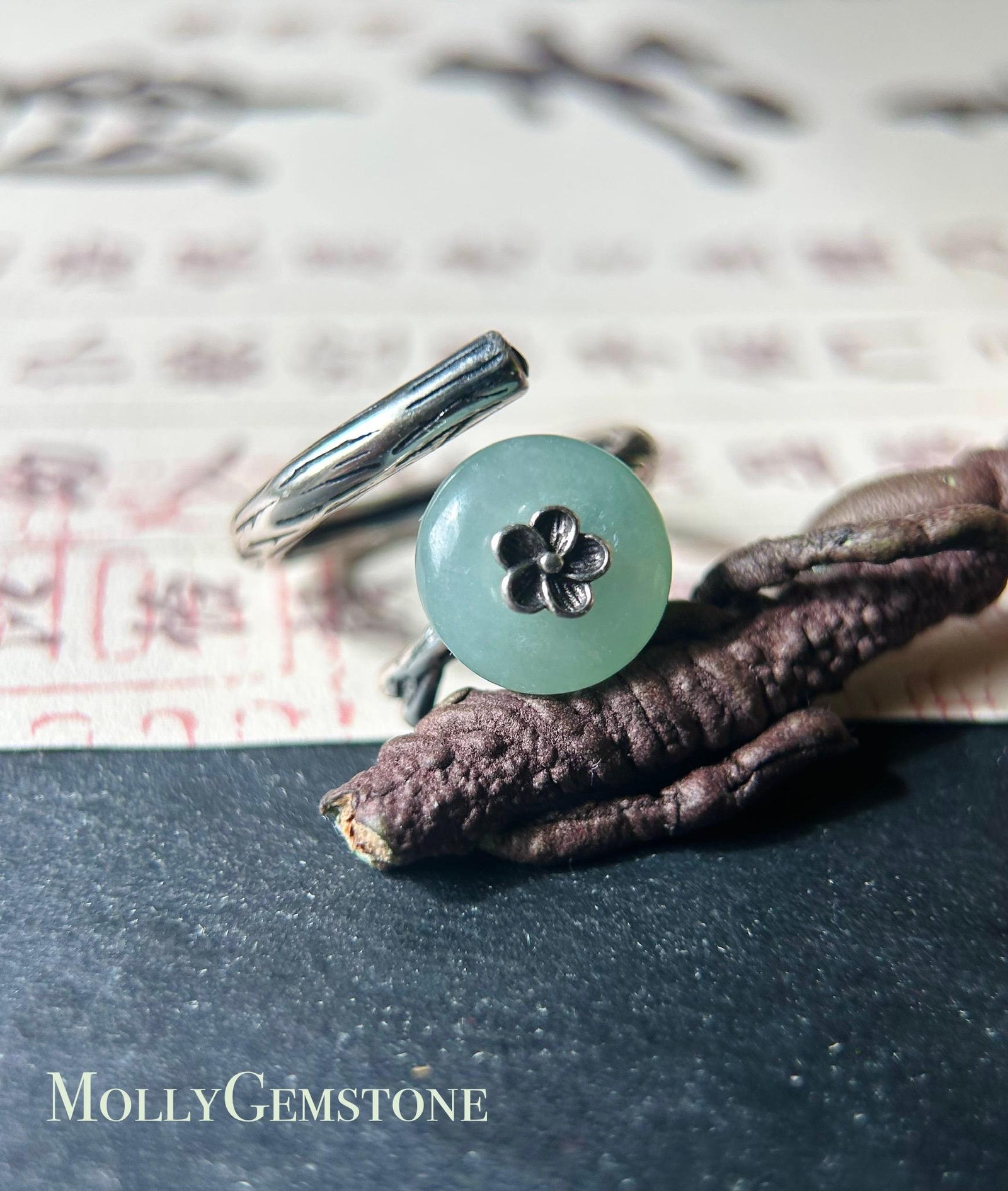 Natural Jadeite Jade Lucky Donut Ring Jewelry Gift for Her Burmese Type A Icy Gelatinous Green Peace Buckle Adjustable Sterling Silver Ring