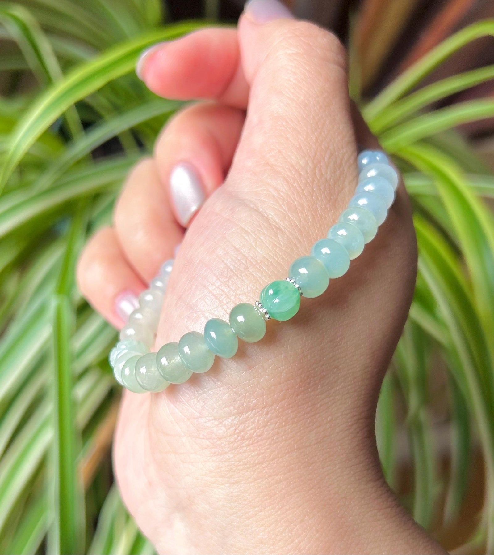 Jadeite Jade Beaded Bracelet Jewelry Gift for Her Natural Burmese Type A Icy Superior Translucency Jade Multicolor Drum Bead Handmade 7.5mm
