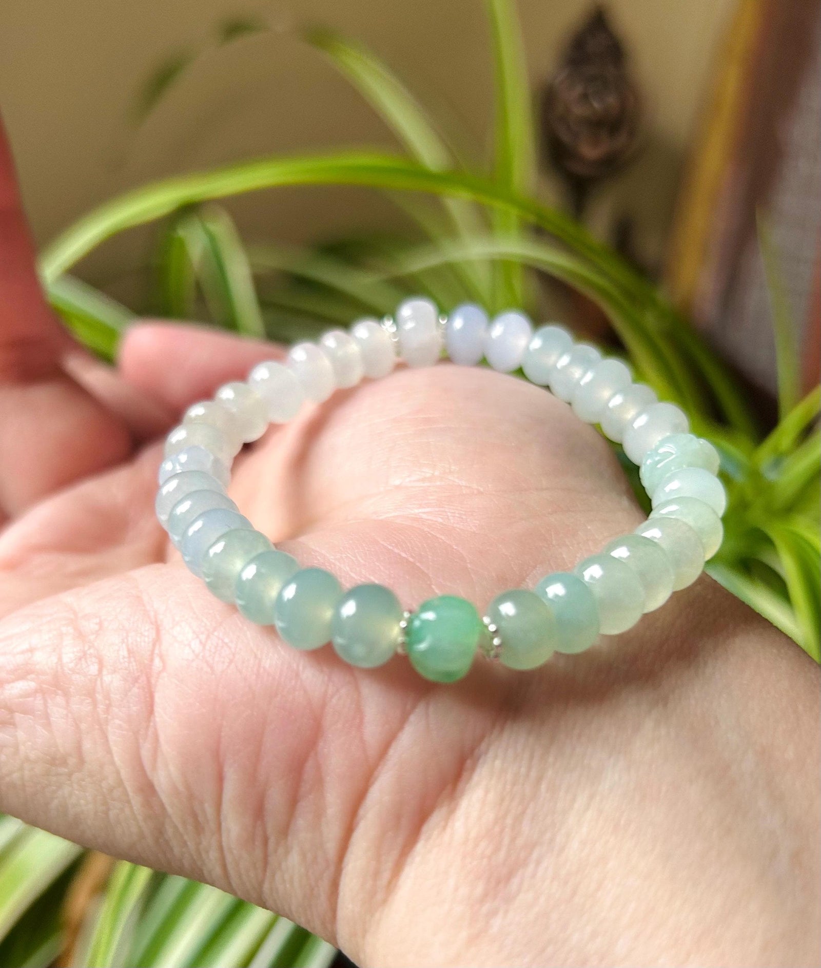 Jadeite Jade Beaded Bracelet Jewelry Gift for Her Natural Burmese Type A Icy Superior Translucency Jade Multicolor Drum Bead Handmade 7.5mm