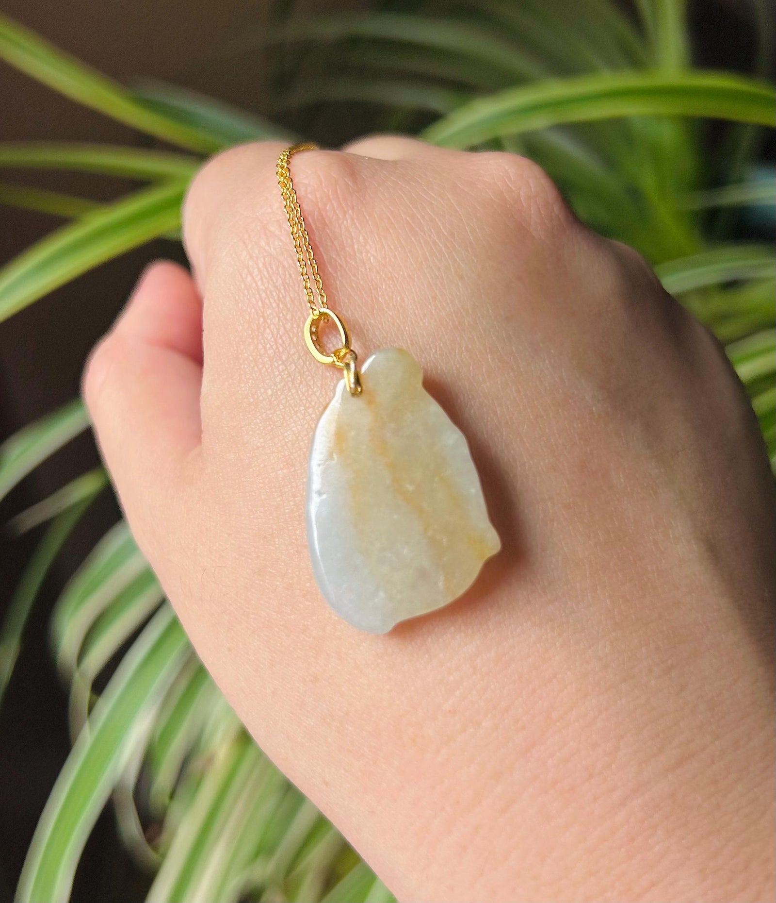 Jadeite Jade Cute Fairy Pendant Necklace Jewelry Gift for Her Natural Burmese Type A Icy Highly Translucent Yellow Jadeite & Sterling Silver