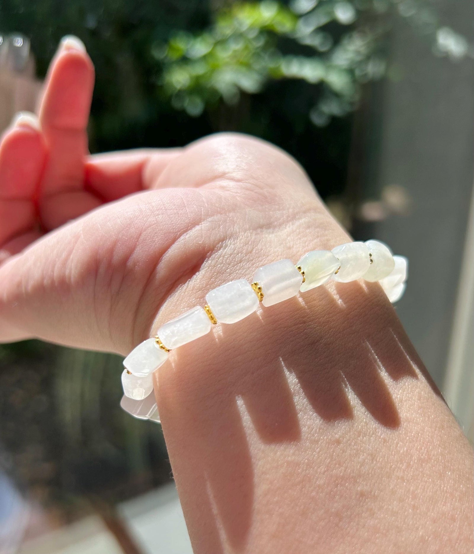 Jadeite Jade Beaded Bracelet Handmade Jewelry Gift for Her Natural Burmese Type A Icy High Translucency Icy White Ice Cube Jade 8mm