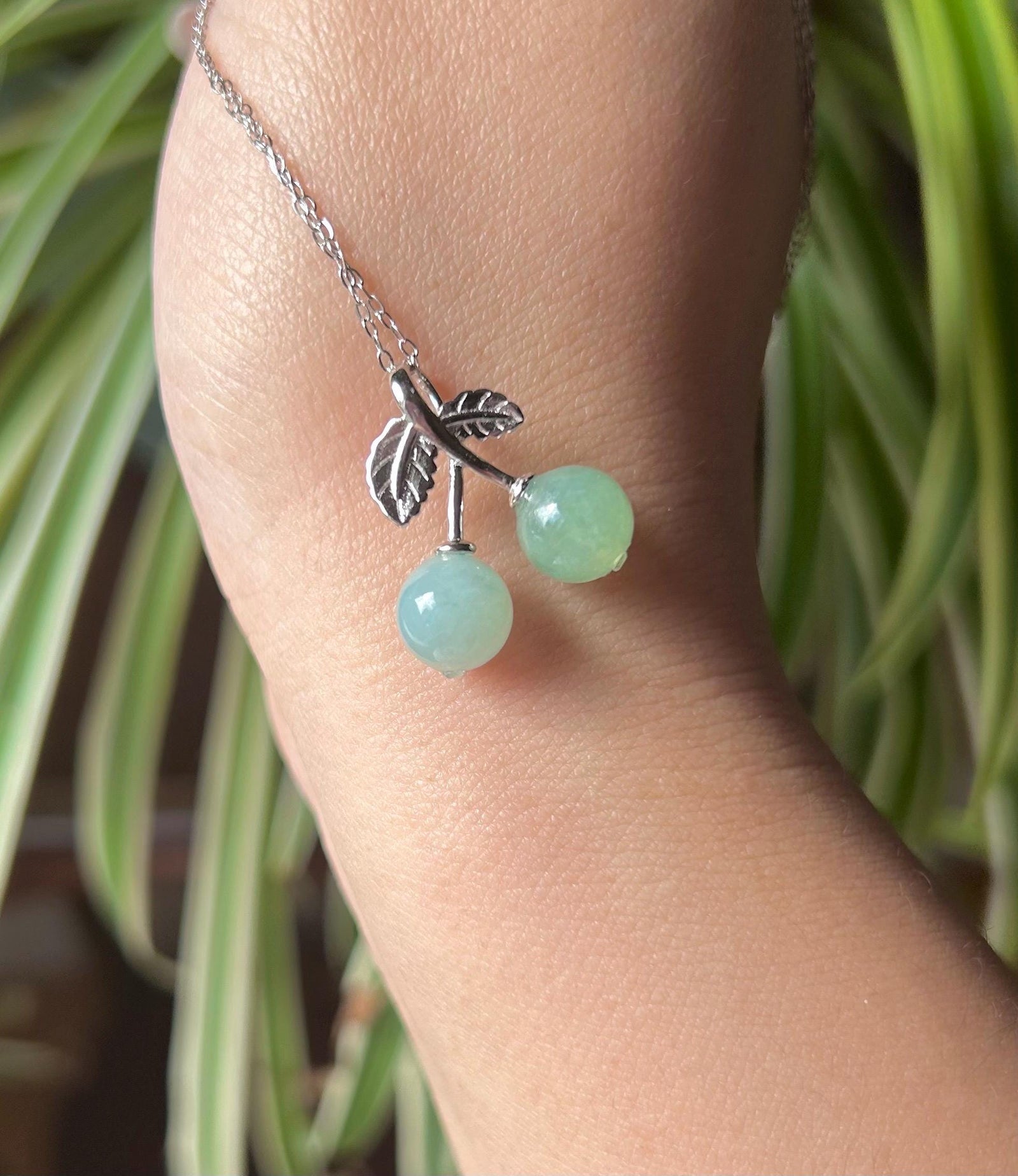 Jadeite Jade Pendant Dainty Fruit Necklace Jewelry Gift for Her Burmese Untreated Type A Icy Translucent Multicolor Jade Sterling Silver