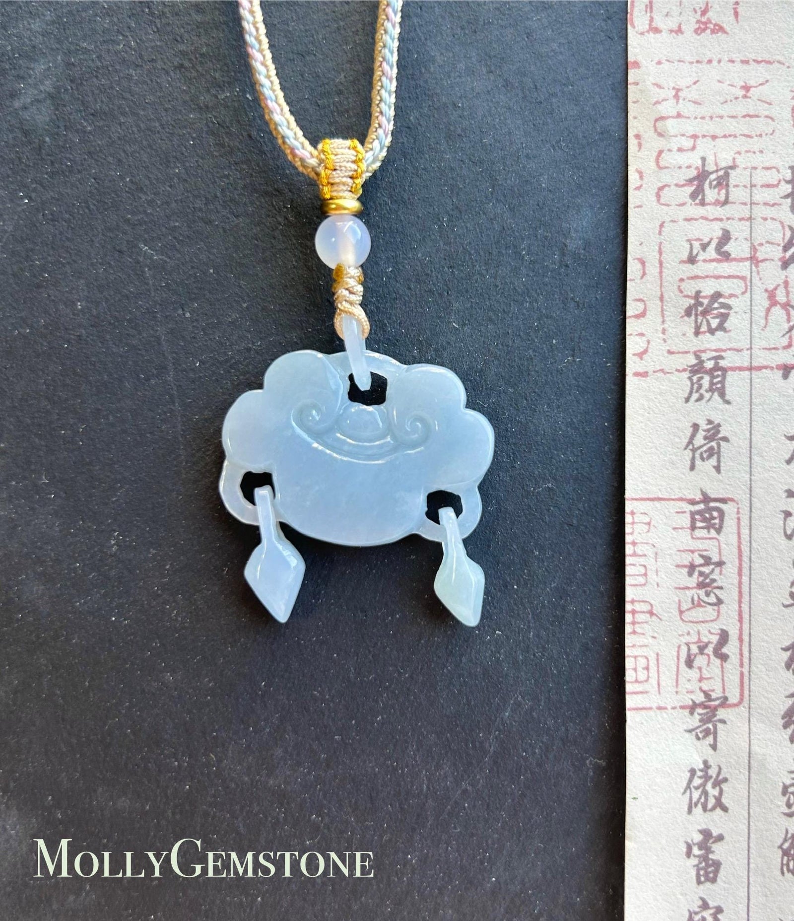 Jadeite Jade As-You-Wish Lock HandCarved Pendant Necklace Jewelry Gift for Her Natural Burmese Untreated Type A Icy Translucent Blue Ruyi