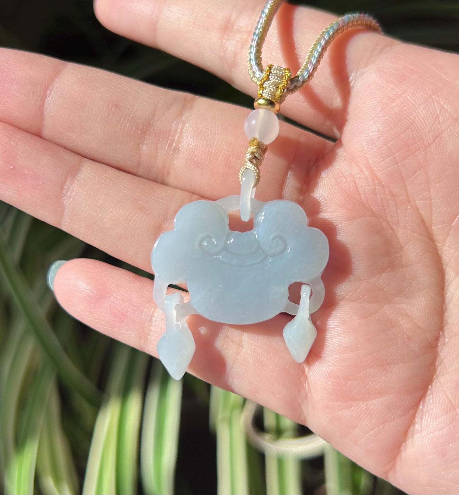 Jadeite Jade As-You-Wish Lock HandCarved Pendant Necklace Jewelry Gift for Her Natural Burmese Untreated Type A Icy Translucent Blue Ruyi