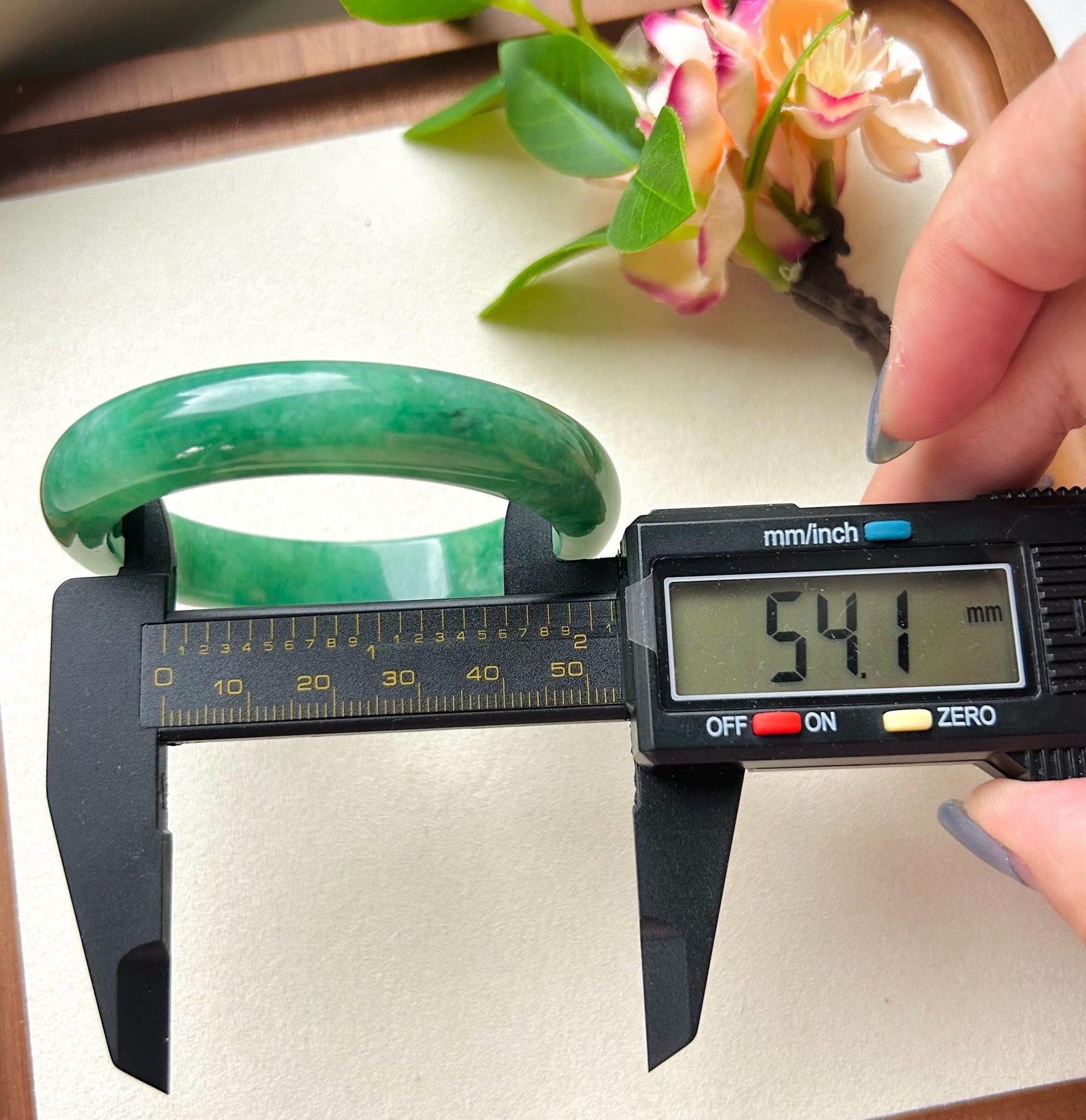 Certified Jadeite Jade Bangle Jewelry Gift for Her Natural Burmese Untreated Type A Icy Emerald Green Jade Bangle 54mm Fei-Cui