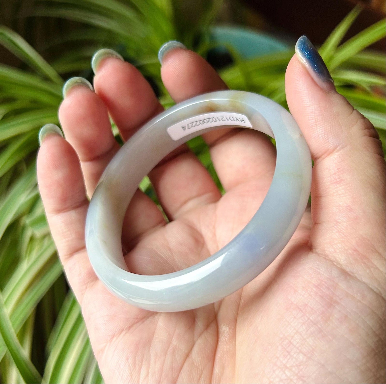 Certified Jadeite Bangle Natural Burmese Untreated Type A Icy RARE Lavender Purple Red Floral Jade 57mm FeiCui
