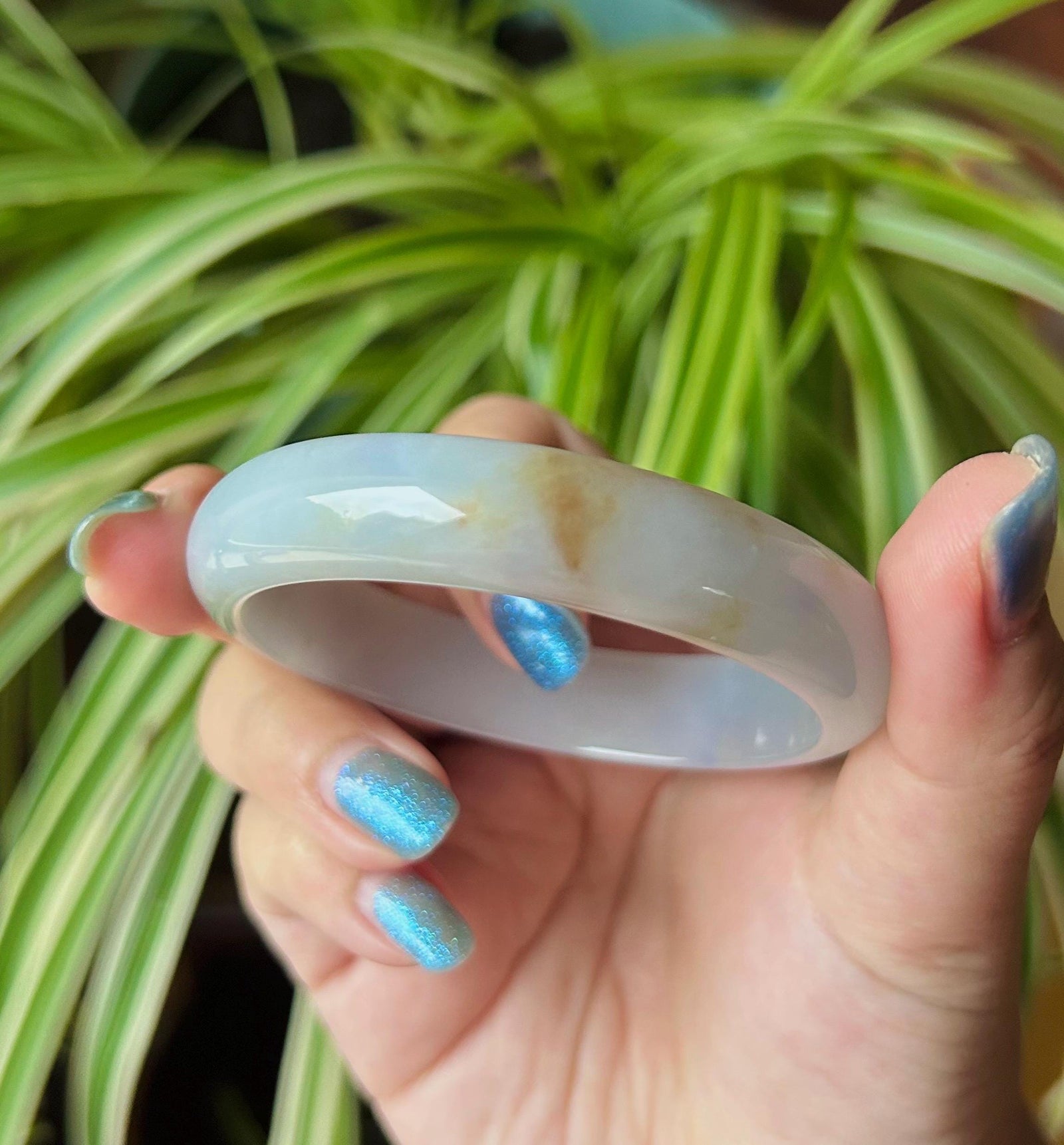 Certified Jadeite Bangle Natural Burmese Untreated Type A Icy RARE Lavender Purple Red Floral Jade 57mm FeiCui