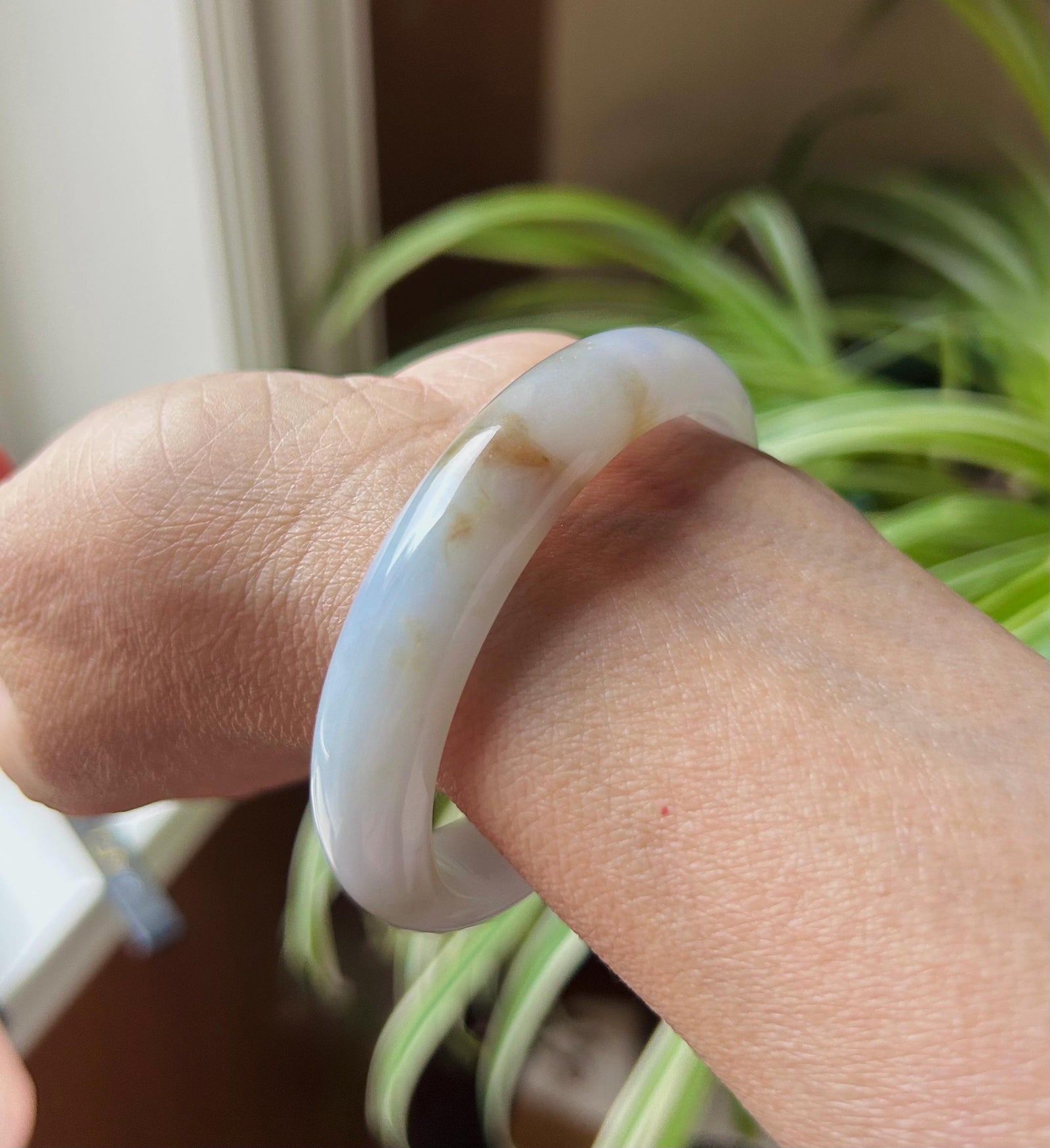 Certified Jadeite Bangle Natural Burmese Untreated Type A Icy RARE Lavender Purple Red Floral Jade 57mm FeiCui