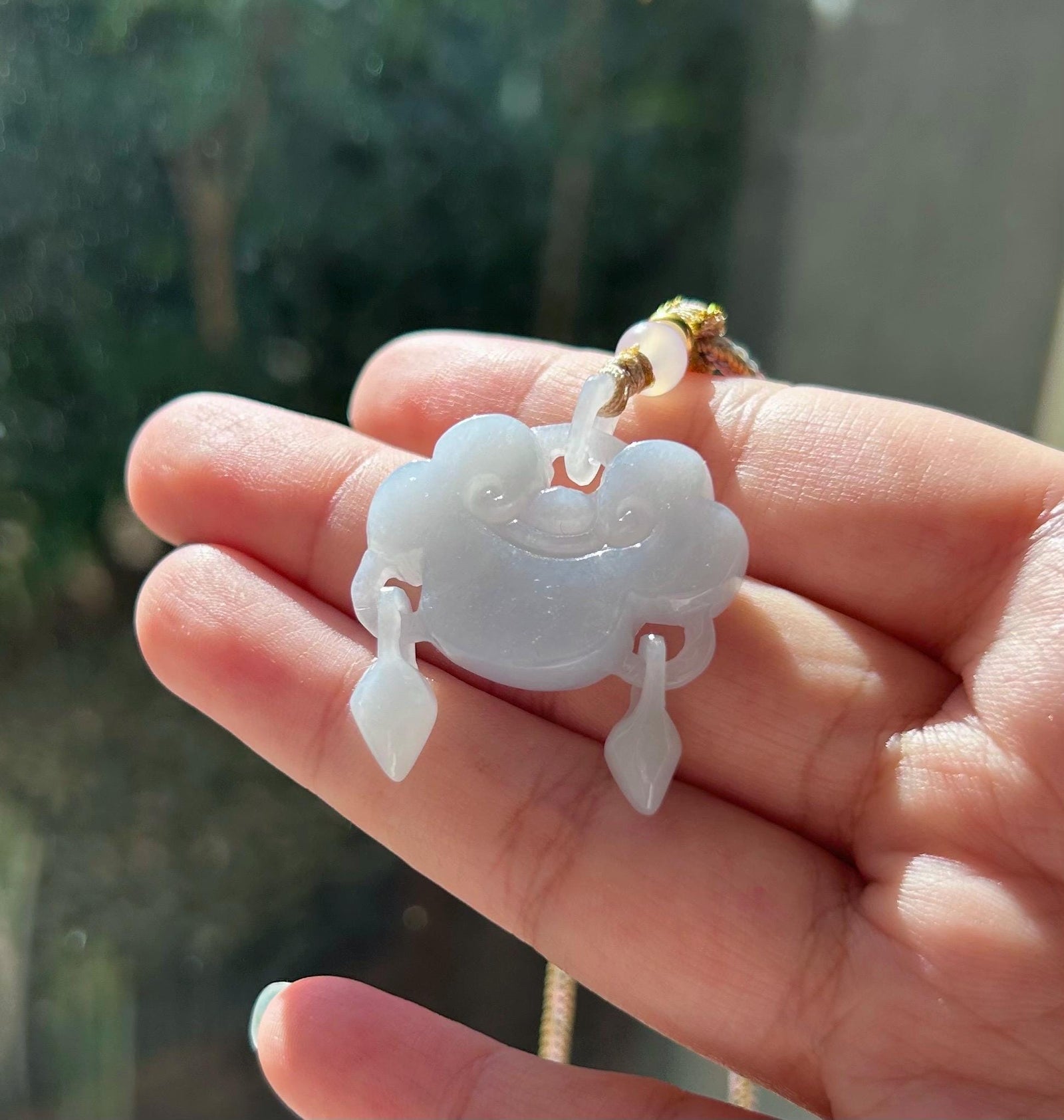 Jadeite Jade As-You-Wish Lock HandCarved Pendant Necklace Jewelry Gift for Her Natural Burmese Untreated Type A Icy Translucent Blue Ruyi