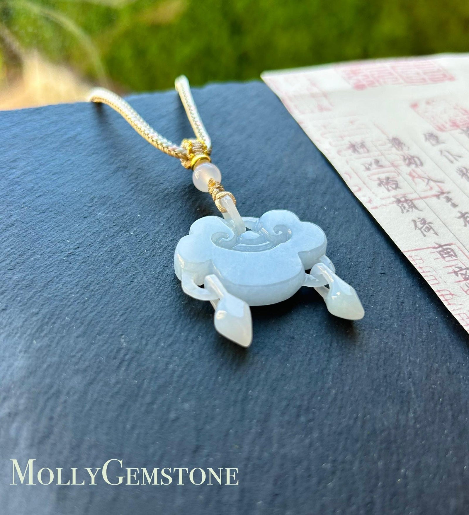 Jadeite Jade As-You-Wish Lock HandCarved Pendant Necklace Jewelry Gift for Her Natural Burmese Untreated Type A Icy Translucent Blue Ruyi