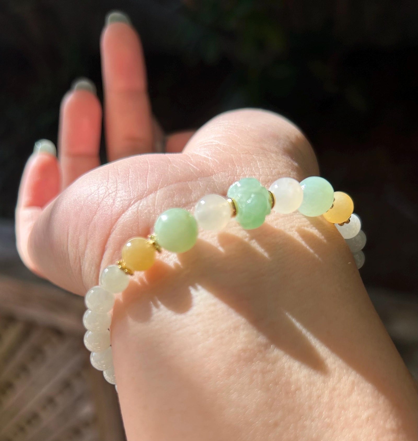 Jadeite Jade Beaded Bracelet Designer Handmade Jewelry Gift for Her Natural Burmese Untreated Type A Icy Translucent Multicolor Jade 6-10mm