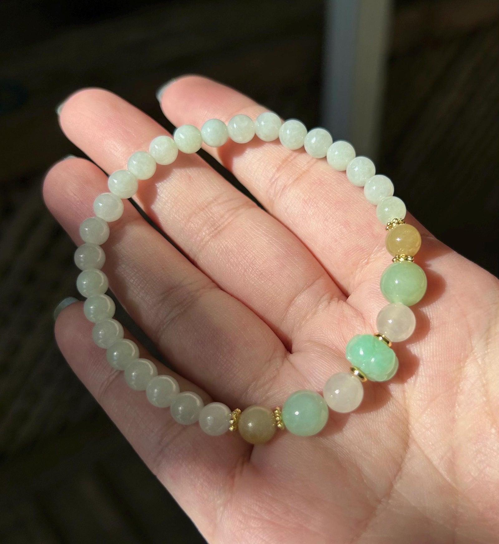 Jadeite Jade Beaded Bracelet Designer Handmade Jewelry Gift for Her Natural Burmese Untreated Type A Icy Translucent Multicolor Jade 6-10mm