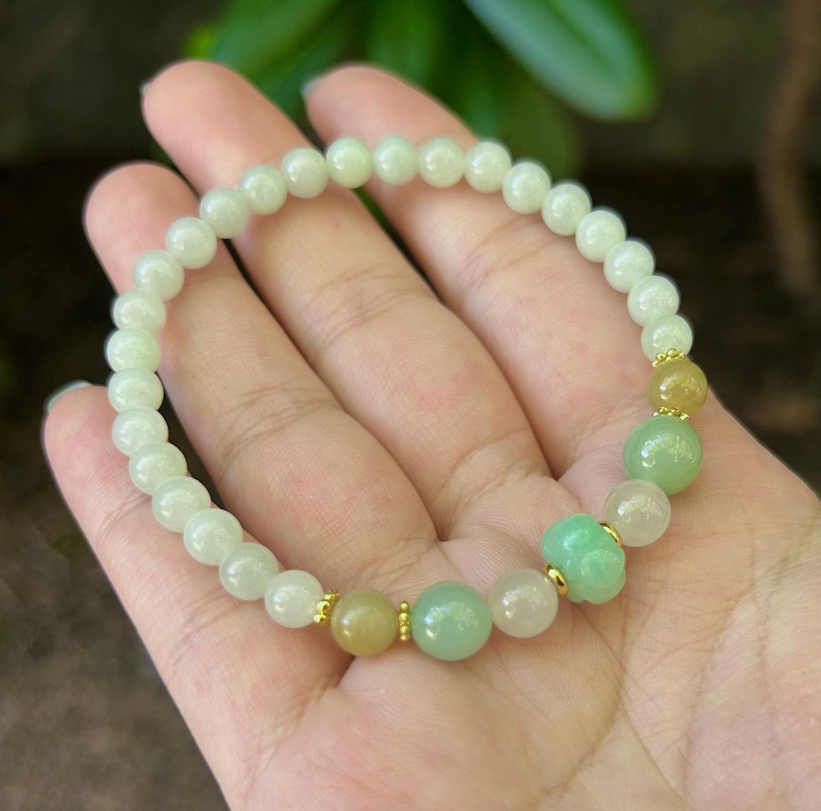 Jadeite Jade Beaded Bracelet Designer Handmade Jewelry Gift for Her Natural Burmese Untreated Type A Icy Translucent Multicolor Jade 6-10mm