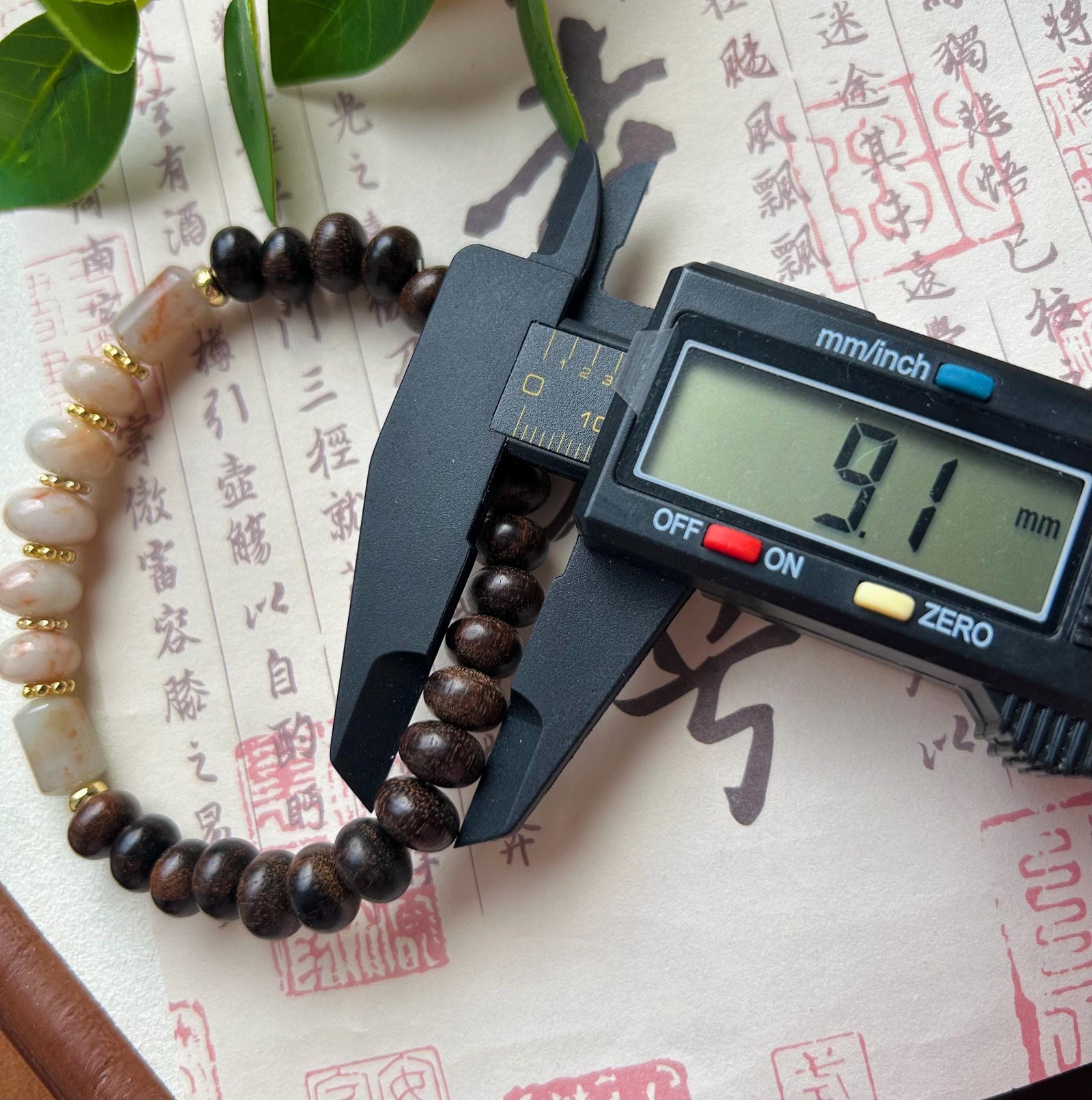 Jadeite Jade & Wood Beaded Bracelet Jewelry Gift for Her Natural Burmese Untreated Icy Translucent Type A RARE Red Floral Jade 10.5mm FeiCui