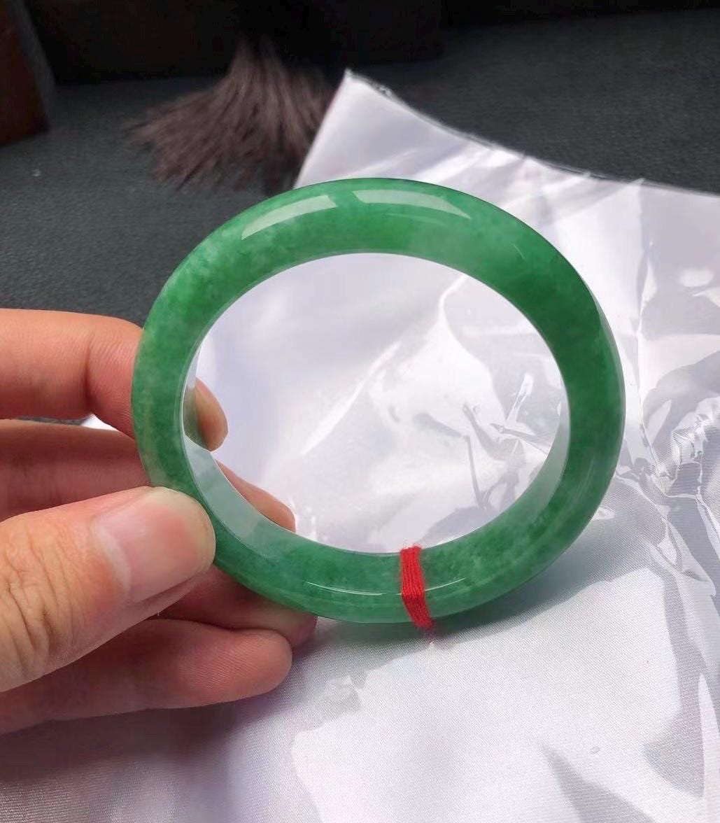 Certified Jadeite Jade Bangle Jewelry Gift for Her Natural Burmese Untreated Type A Icy Emerald Green Jade Bangle 54mm Fei-Cui