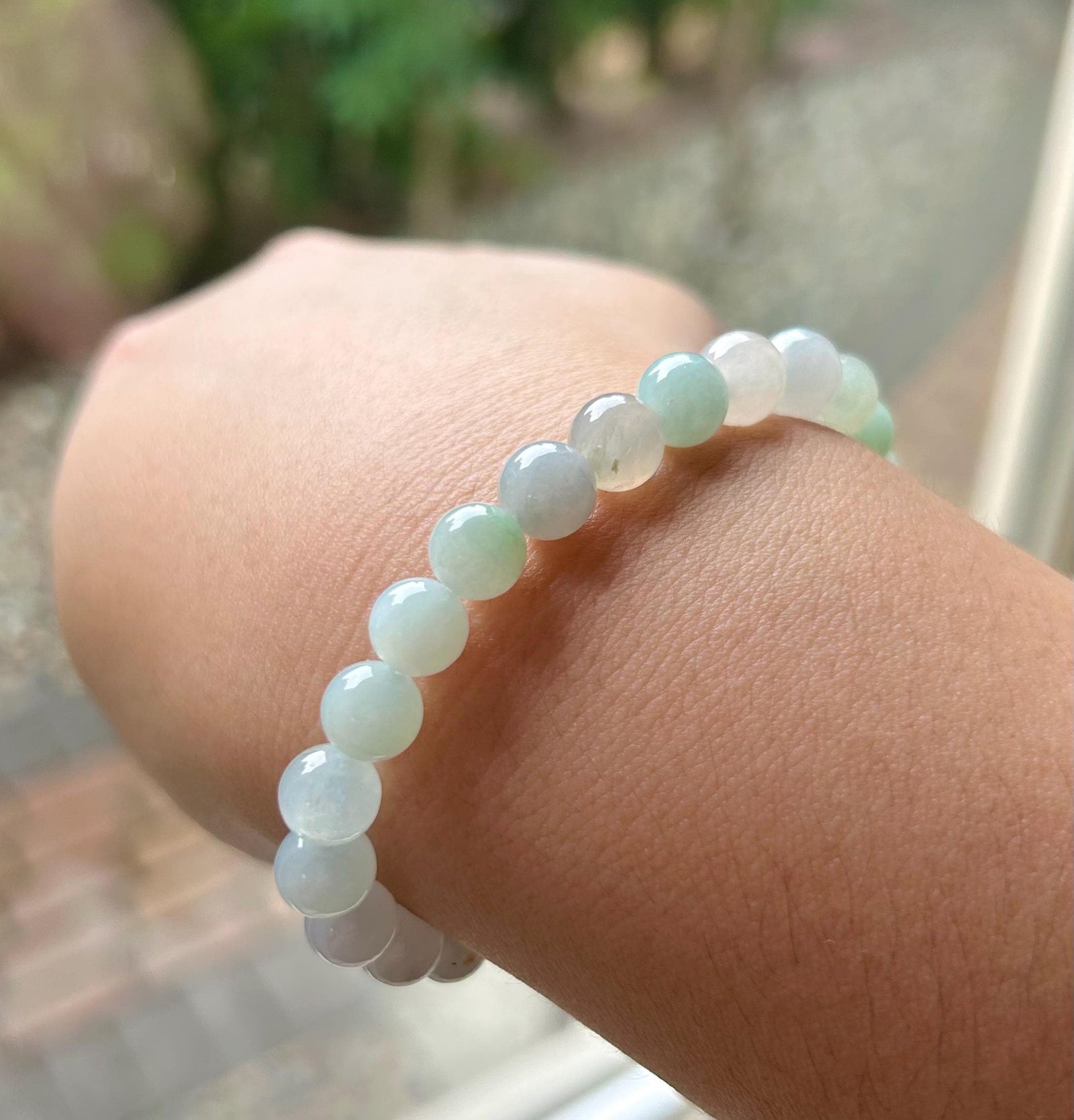Jadeite Jade Beaded Bracelet Jewelry Gift for Her Natural Burmese Untreated Type A Icy Translucent Multicolor Pastel Color 7.5mm Jade