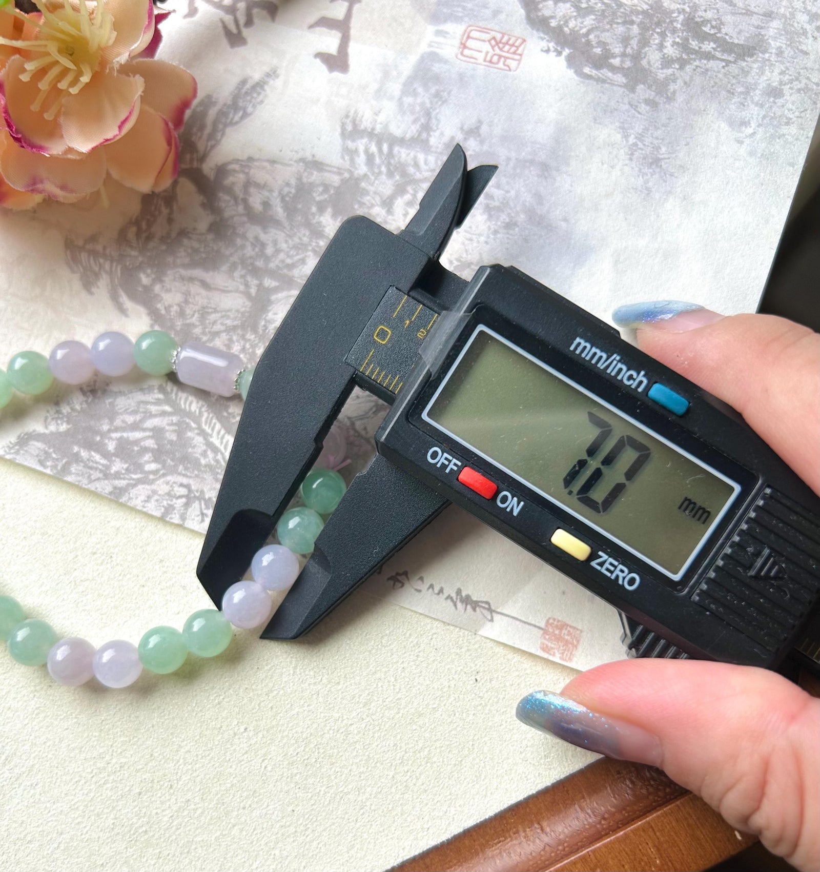 Jadeite Jade Beaded Bracelet Handmade Jewelry Gift for Her Natural Burmese Type A Icy Highly Translucent Apple Green & Pinkish Purple 7mm