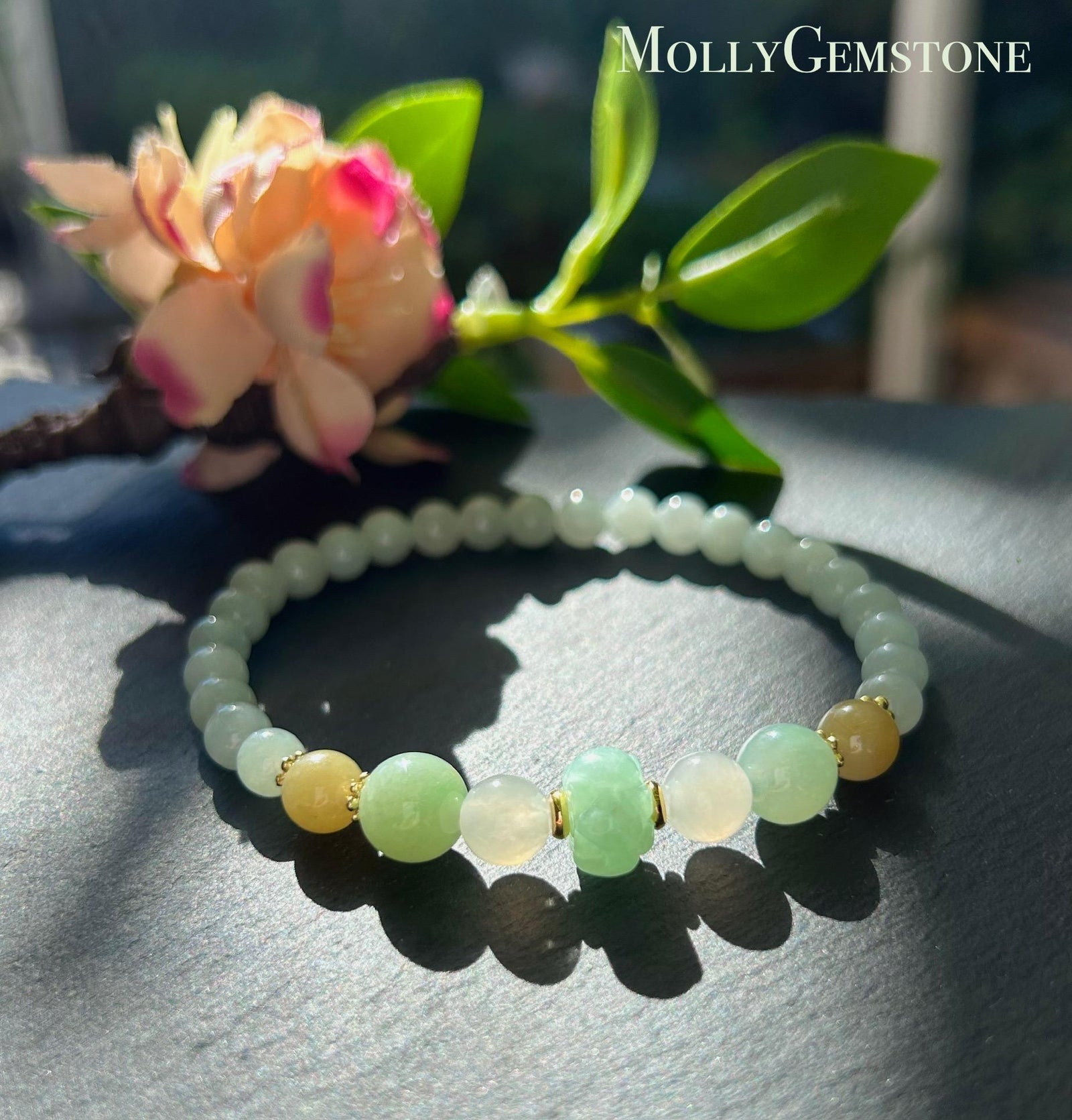 Jadeite Jade Beaded Bracelet Designer Handmade Jewelry Gift for Her Natural Burmese Untreated Type A Icy Translucent Multicolor Jade 6-10mm