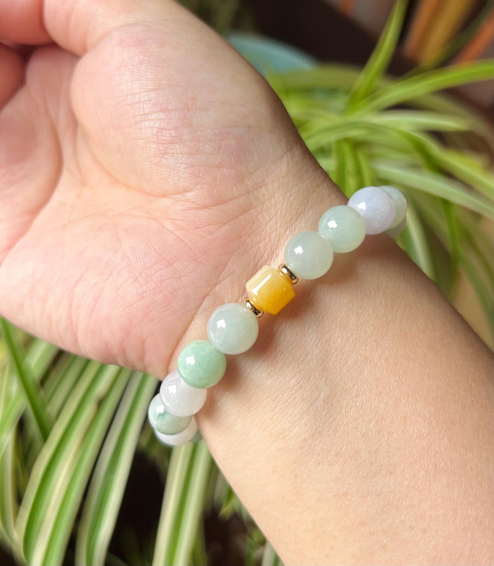 Jadeite Jade Beaded Bracelet Handmade Jewelry Gift for Her Natural Untreated Burmese Type A Icy Translucent Jadeite MultiColor FeiCui 9.8mm