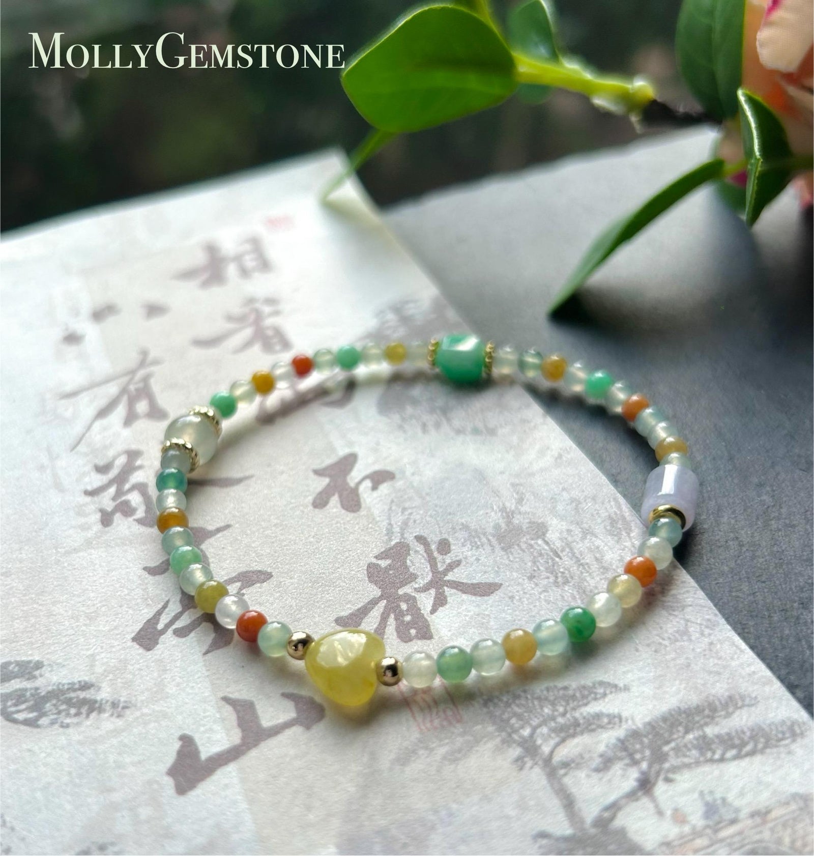 Burmese Jadeite Beaded Bracelet: Sterling Silver, Natural Type A Icy Highly Translucent Multicolor Jade Jewelry