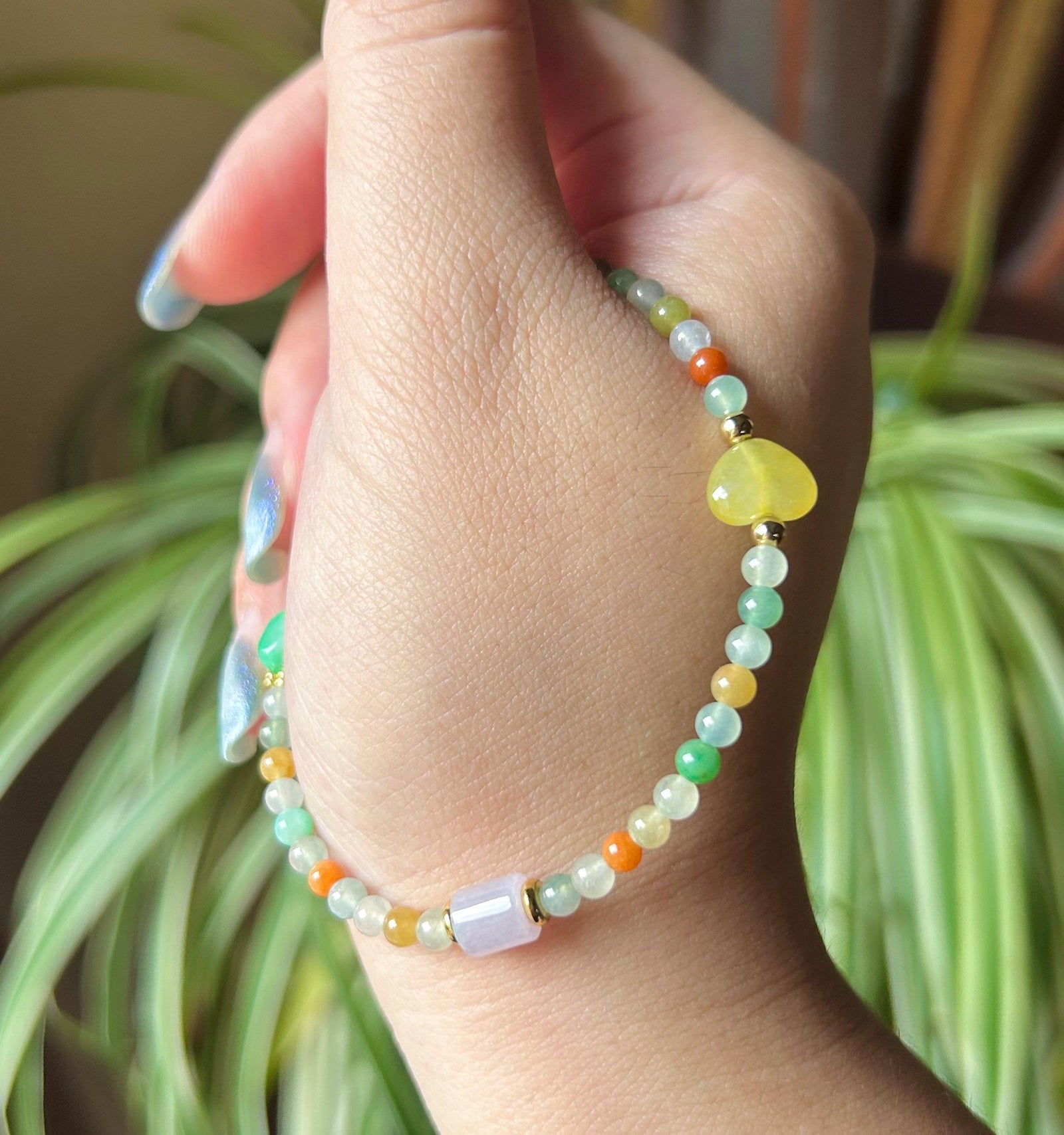 Burmese Jadeite Beaded Bracelet: Sterling Silver, Natural Type A Icy Highly Translucent Multicolor Jade Jewelry