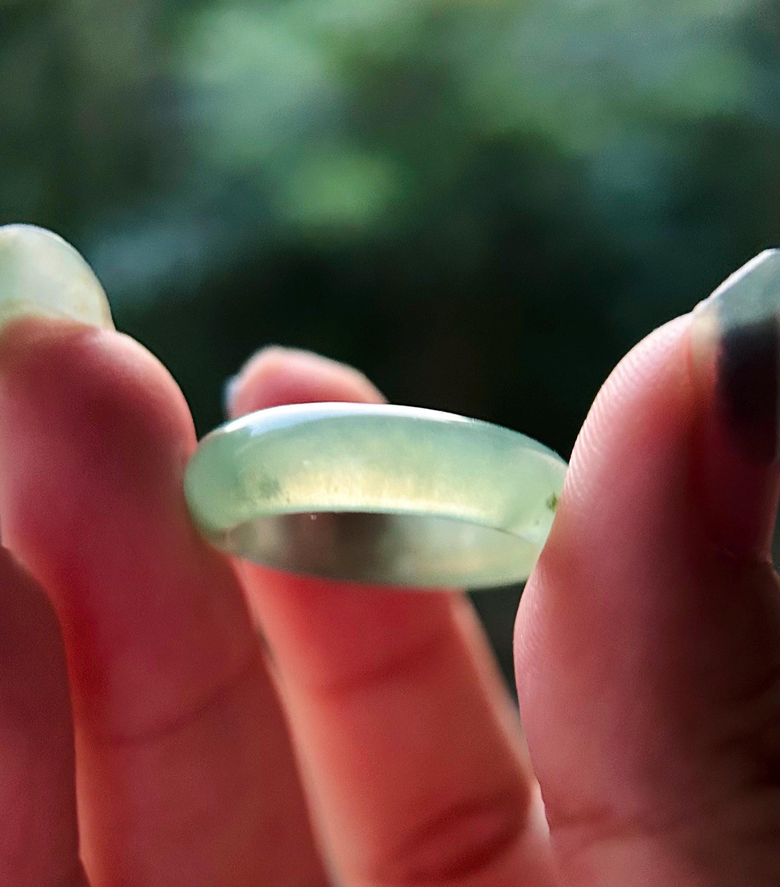 Icy Clear Water Green Burmese Jadeite Ring - Natural Type A Myanmar Jade Band US Size-8