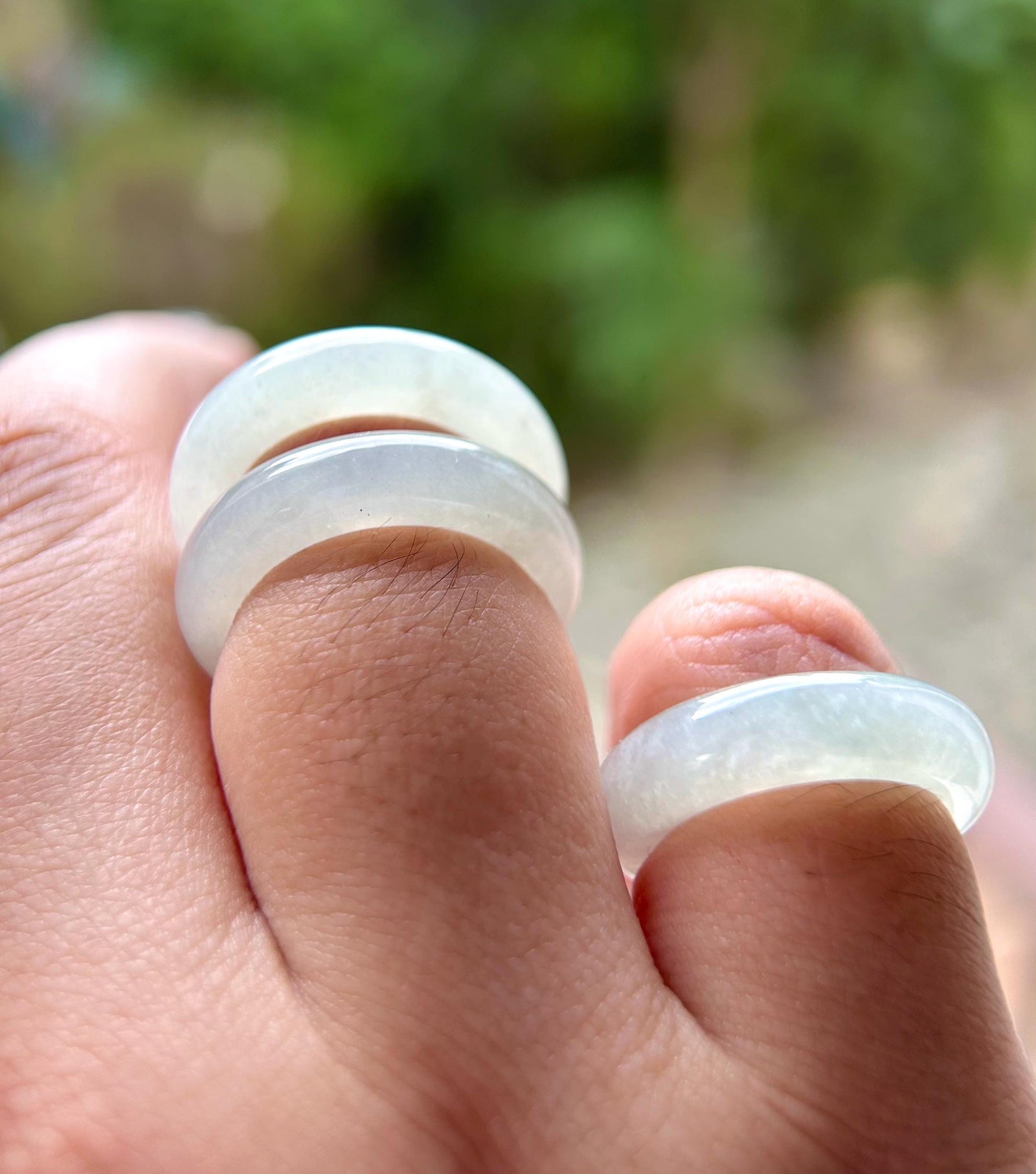 Icy Pale Green Jade Ring: Natural Burmese Type A Natural Jadeite Band, US Size 6-7
