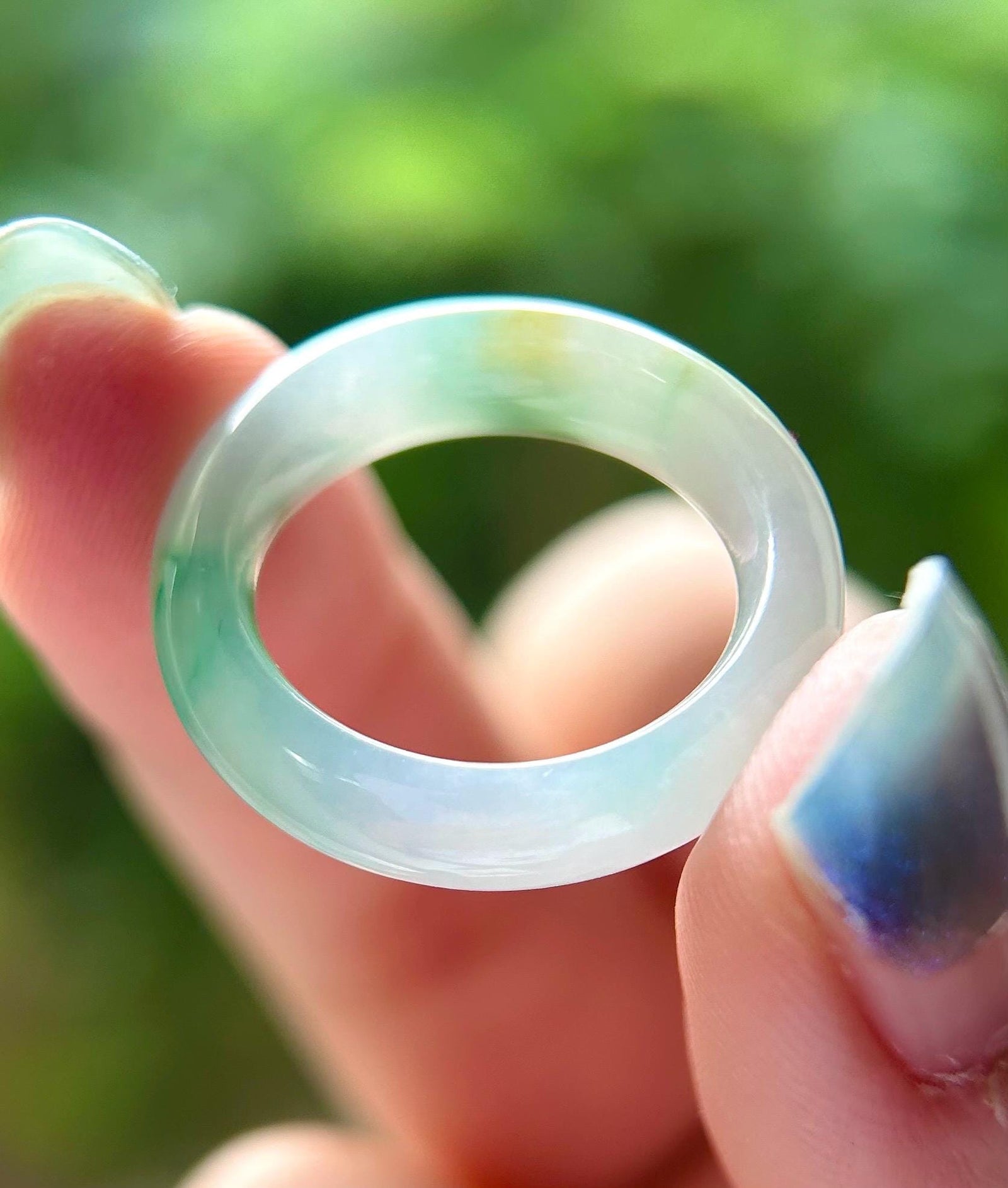 Natural Burmese Jadeite Ring Band Jewelry Gift Type A Translucent Icy Purple Green Yellow RARE Triple-Color Jade Ring US 7.5/17.7mm