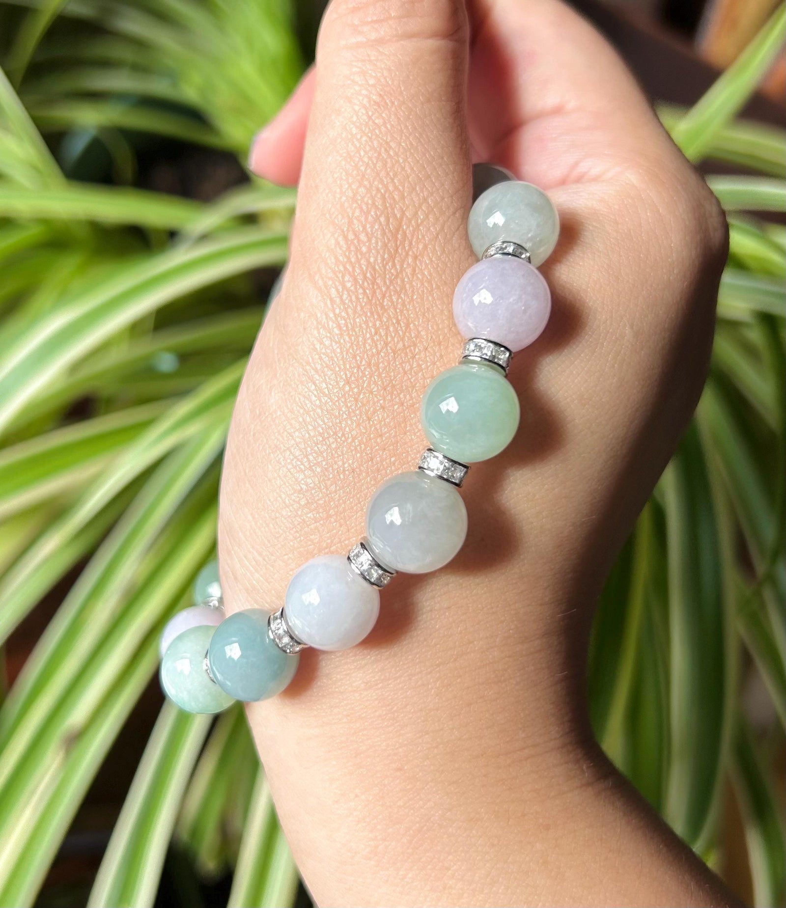 Burmese Jadeite Beaded Bracelet: Natural Type A Highly Translucent Icy Multicolor Myanmar Jade Untreated