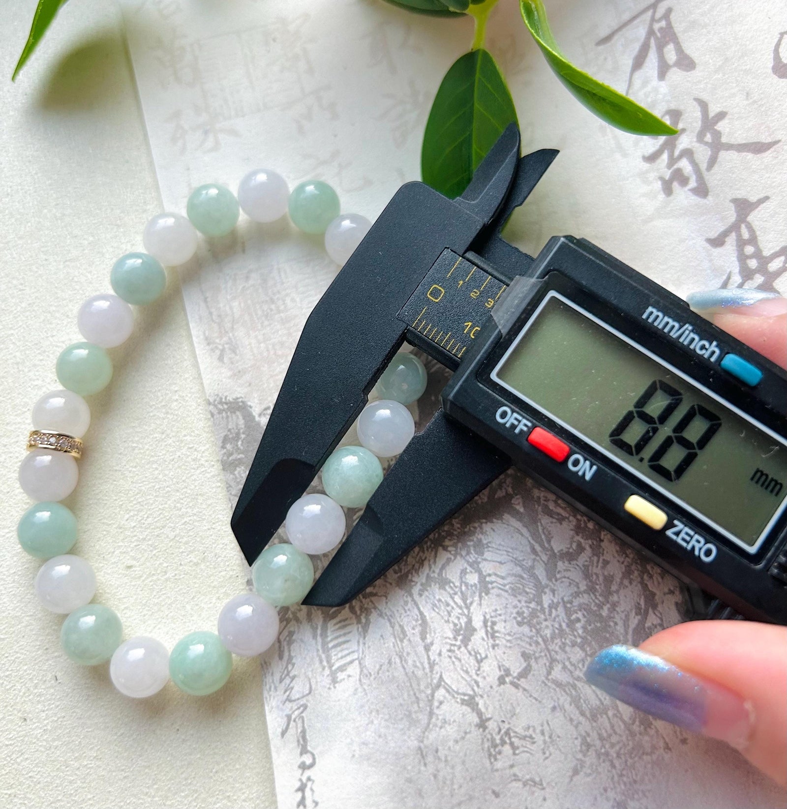 Jadeite Jade Beaded Bracelet Jewelry Gift for Her Natural Burmese Untreated Type A Icy Translucent Apple Green & White 8.8mm Jade Bracelet