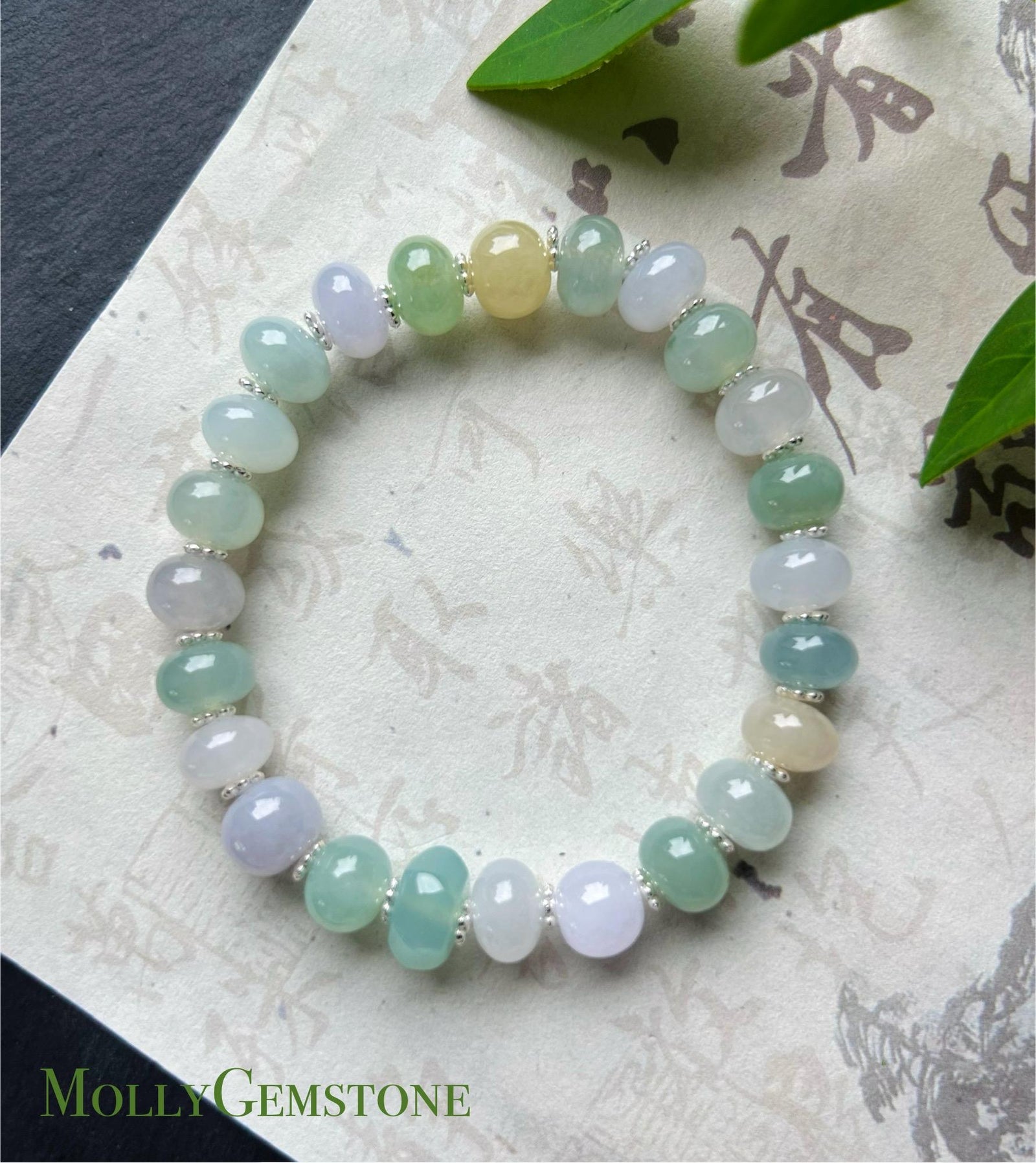 Jadeite Beaded Bracelet Jewelry Natural Burmese Type A Icy Highly Translucent Multicolor Jade 8-9mm