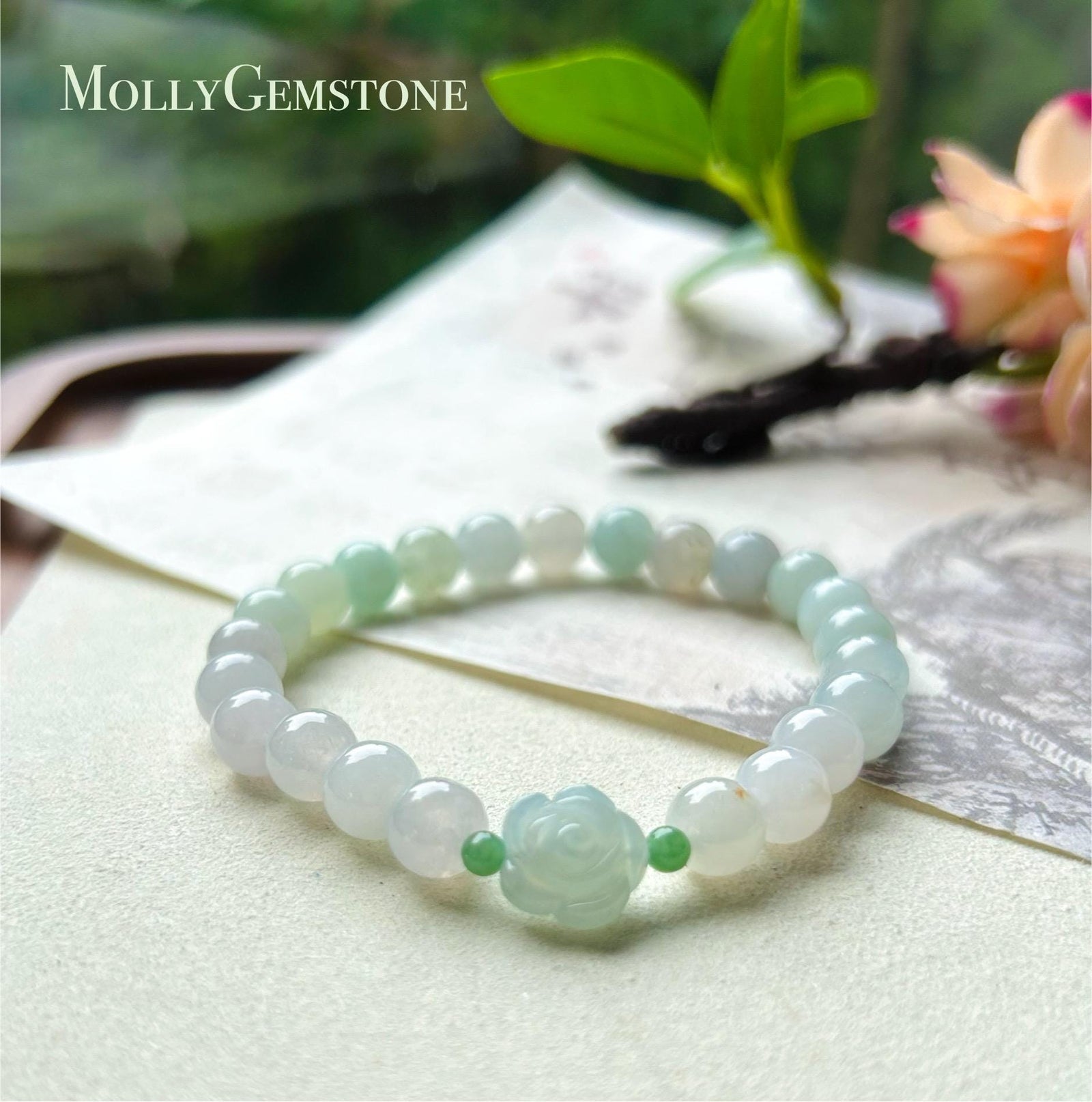 Jadeite Jade Beaded Bracelet Jewelry Gift for Her Natural Burmese Untreated Type A Icy Translucent Multicolor Pastel Color 7.5mm Jade