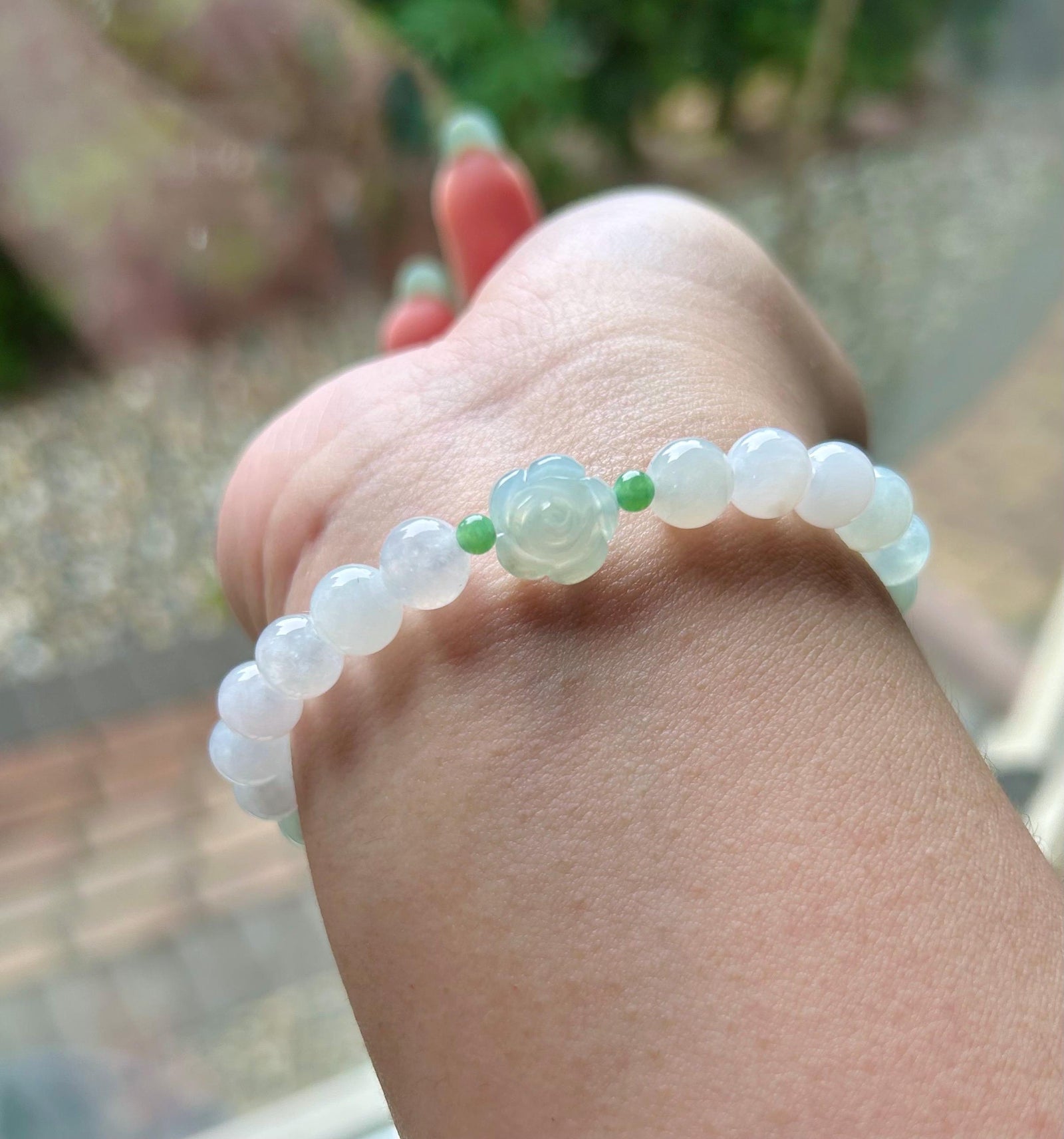 Jadeite Jade Beaded Bracelet Jewelry Gift for Her Natural Burmese Untreated Type A Icy Translucent Multicolor Pastel Color 7.5mm Jade