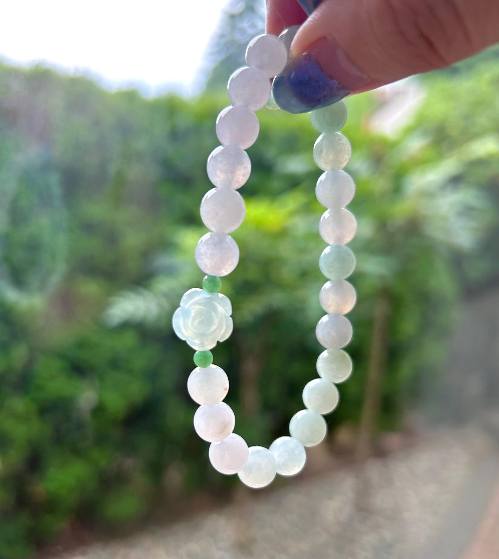 Jadeite Jade Beaded Bracelet Jewelry Gift for Her Natural Burmese Untreated Type A Icy Translucent Multicolor Pastel Color 7.5mm Jade
