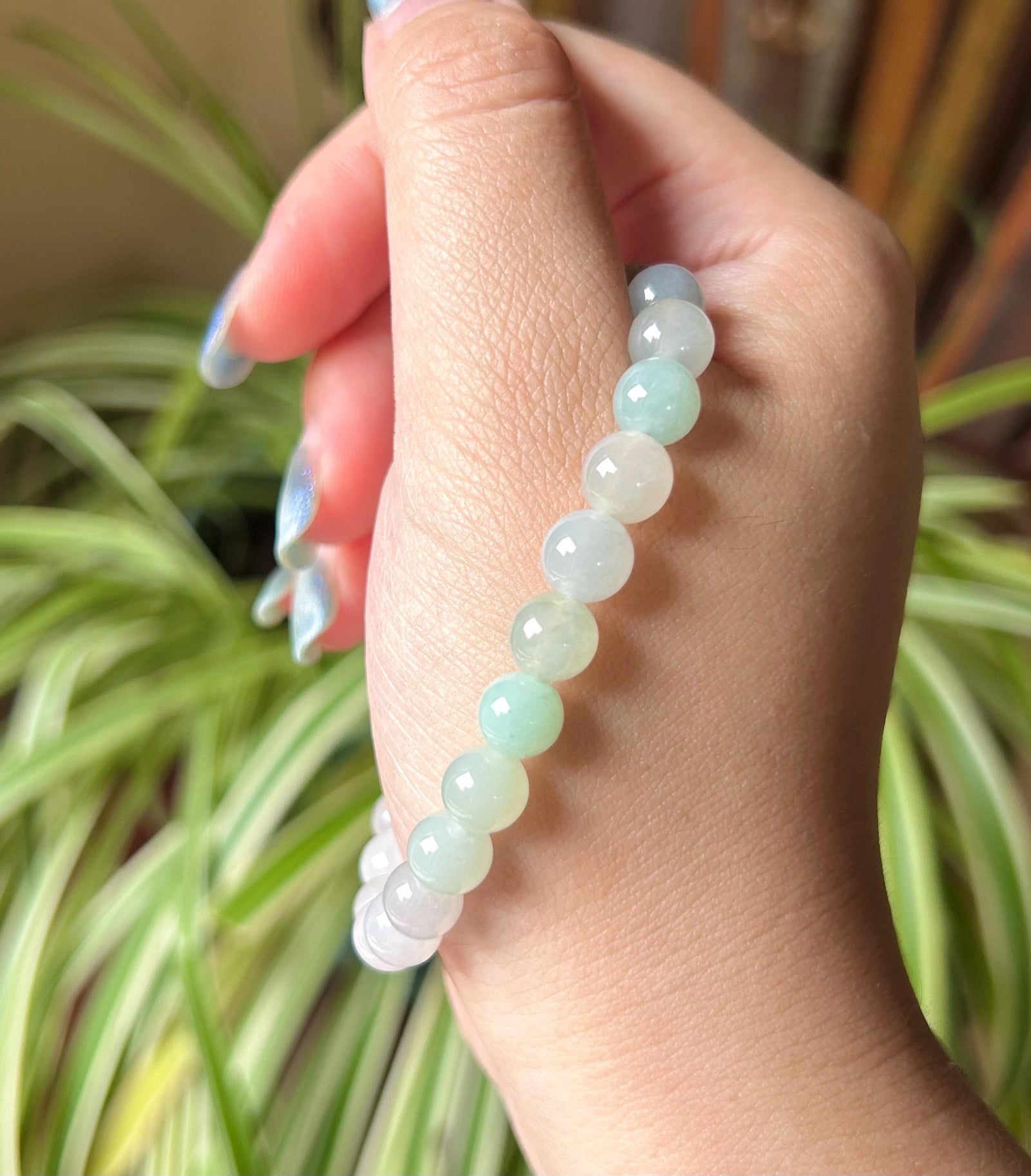 Jadeite Jade Beaded Bracelet Jewelry Gift for Her Natural Burmese Untreated Type A Icy Translucent Multicolor Pastel Color 7.5mm Jade