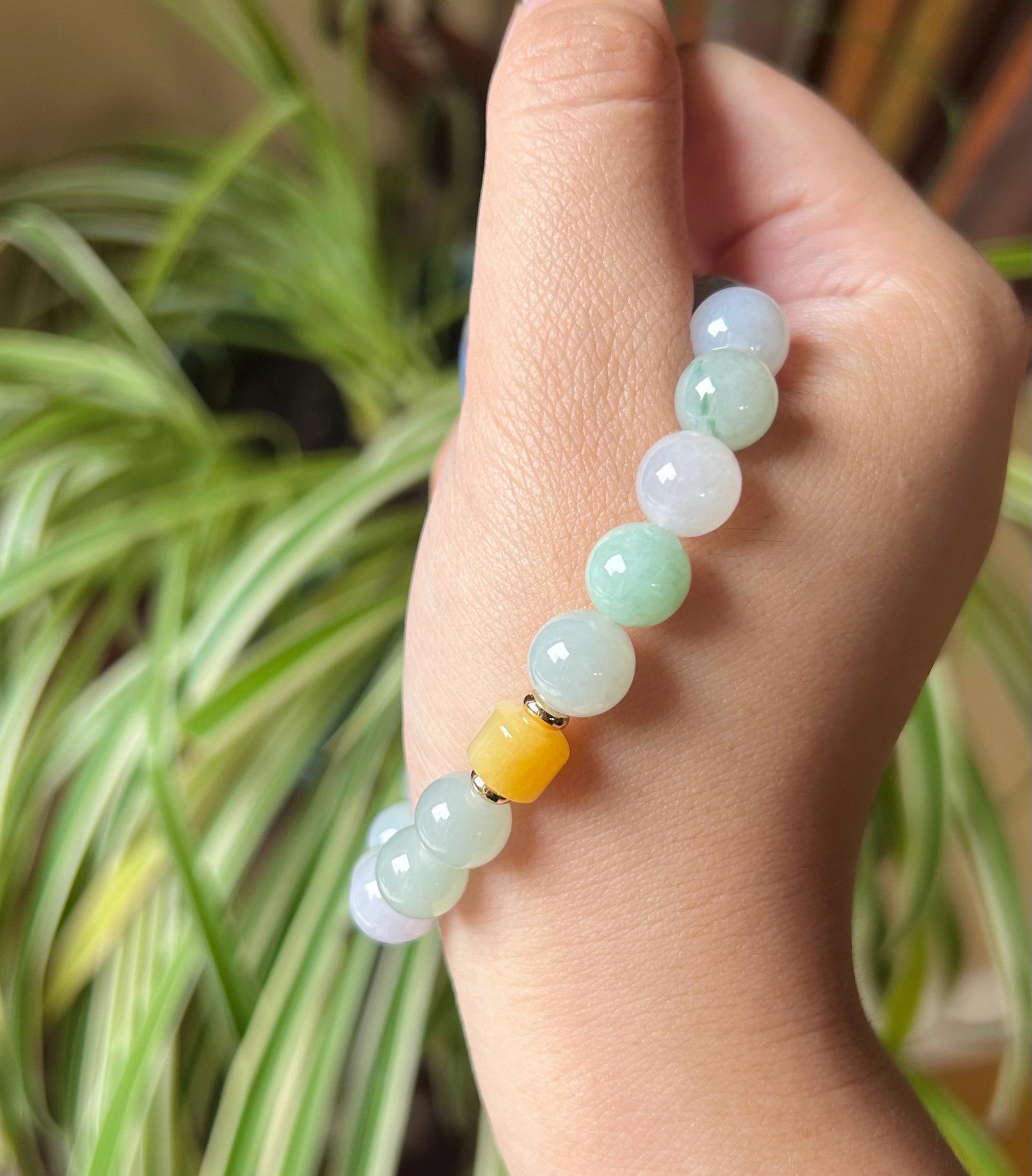 Jadeite Jade Beaded Bracelet Handmade Jewelry Gift for Her Natural Untreated Burmese Type A Icy Translucent Jadeite MultiColor FeiCui 9.8mm