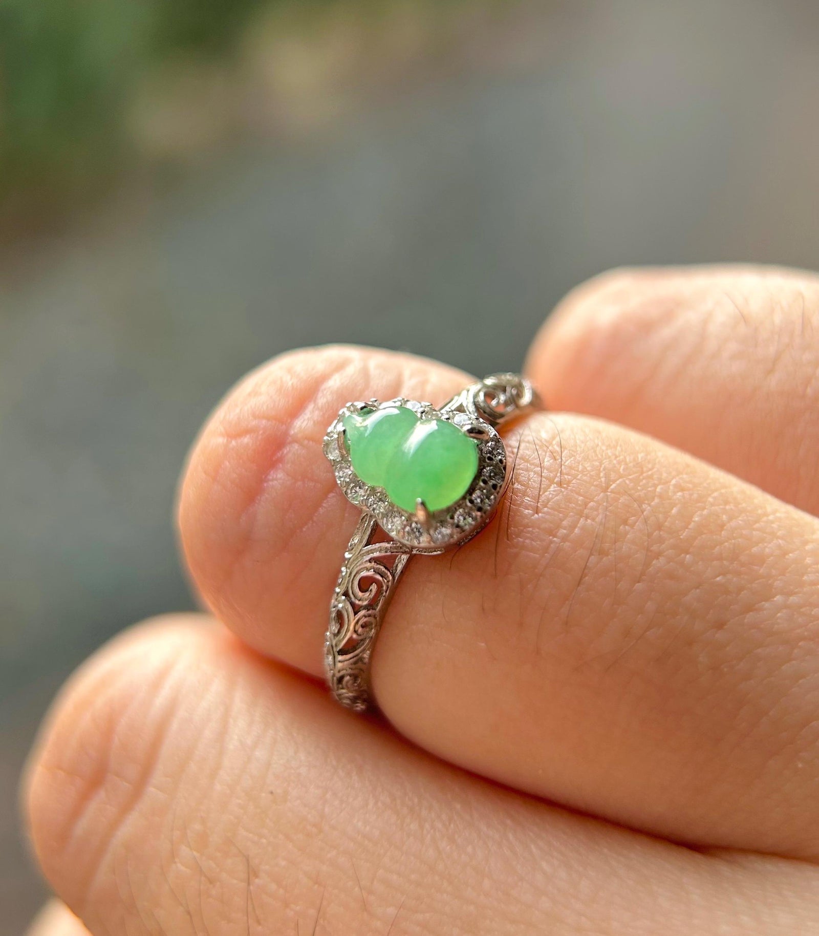 Natural Jadeite & 925 Sterling Silver Adjustable Ring Jewelry Gift Type-A Translucent Icy Burmese Sunny Green Lavender Purple Jade
