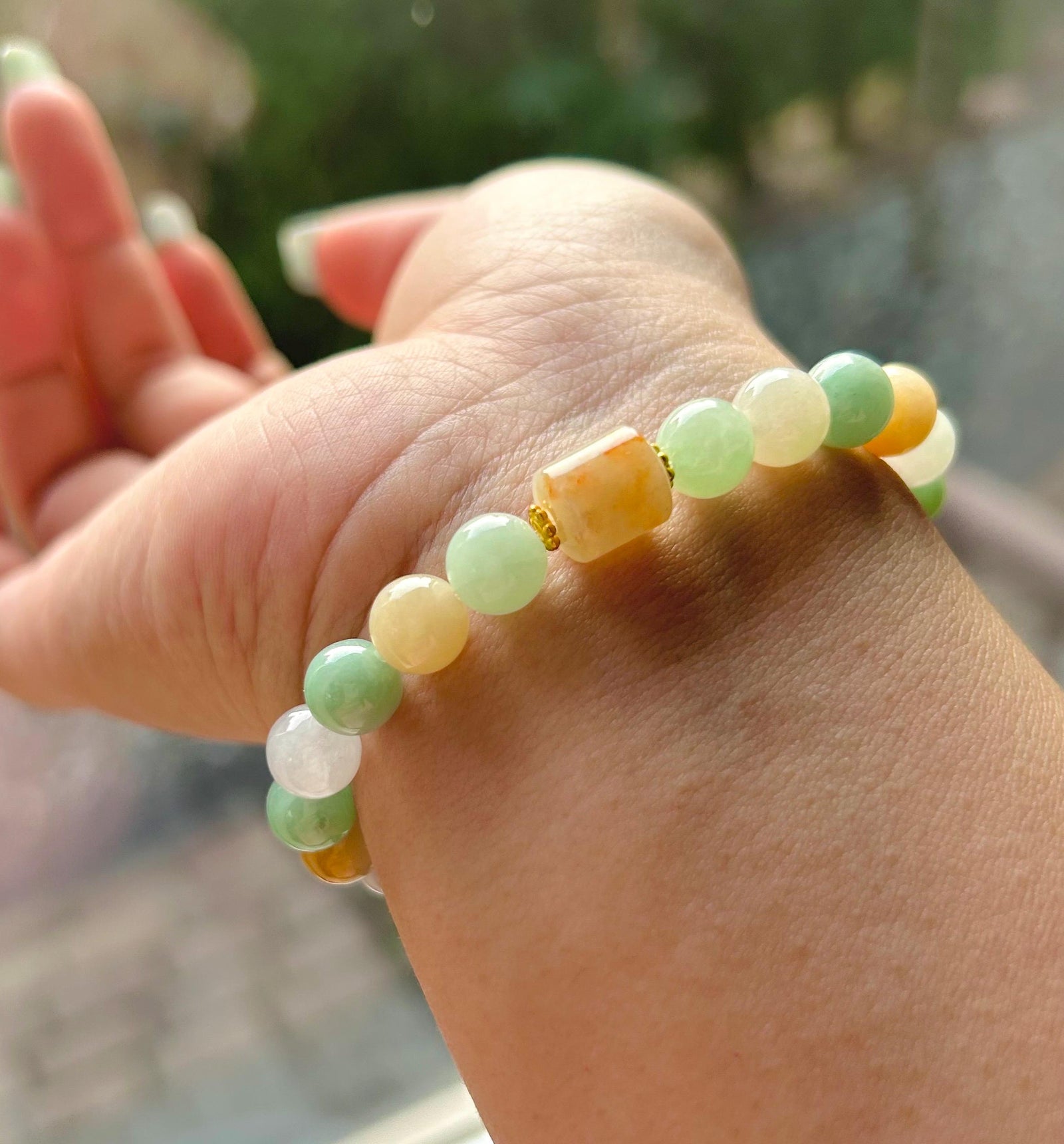 Jade Beaded Bracelet Handmade Jewelry Gift Natural Untreated Burmese Icy Type A Translucent MultiColor Myanmar Jadeite 7.8mm