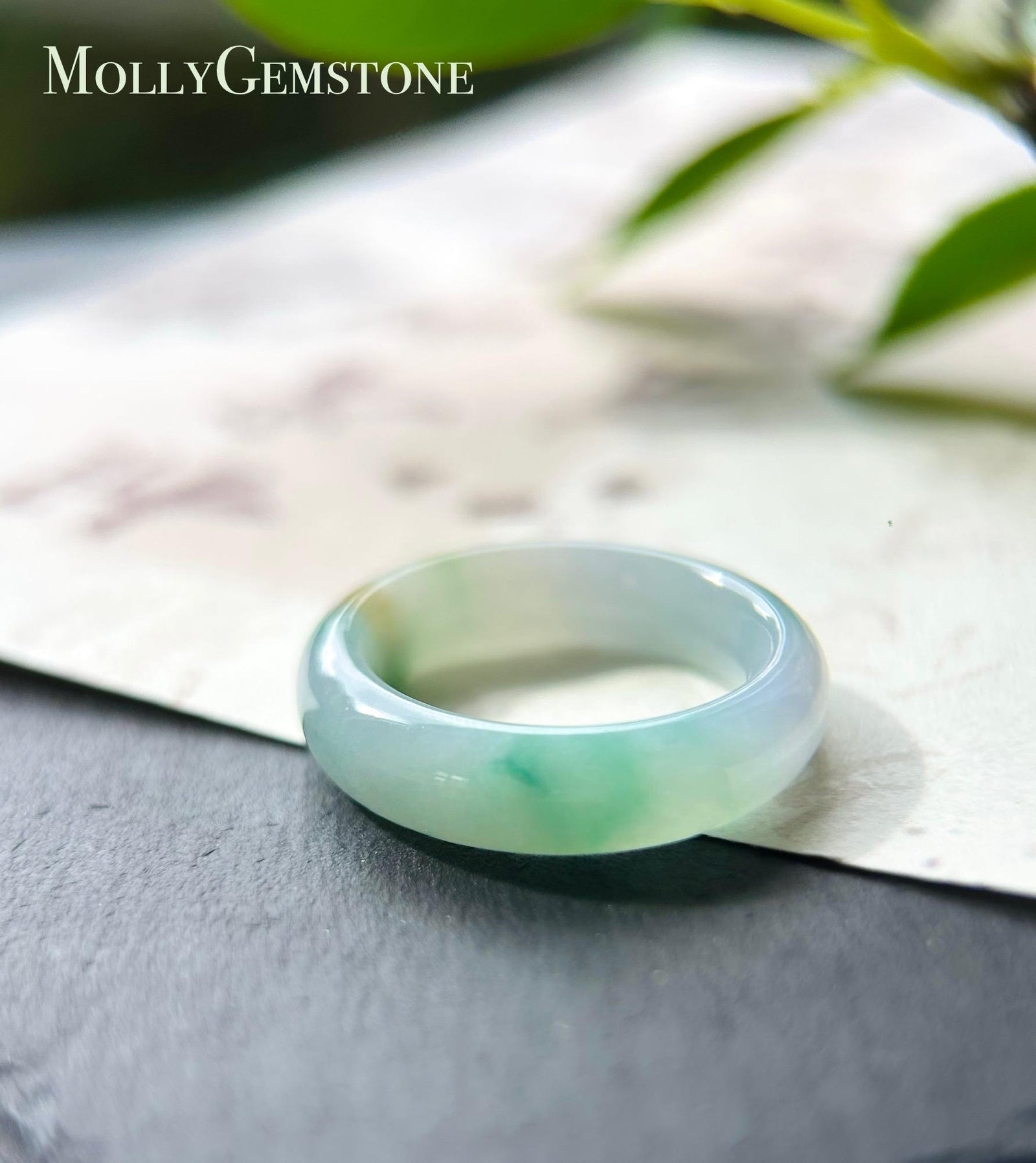 Natural Burmese Jadeite Ring Band Jewelry Gift Type A Translucent Icy Purple Green Yellow RARE Triple-Color Jade Ring US 7.5/17.7mm