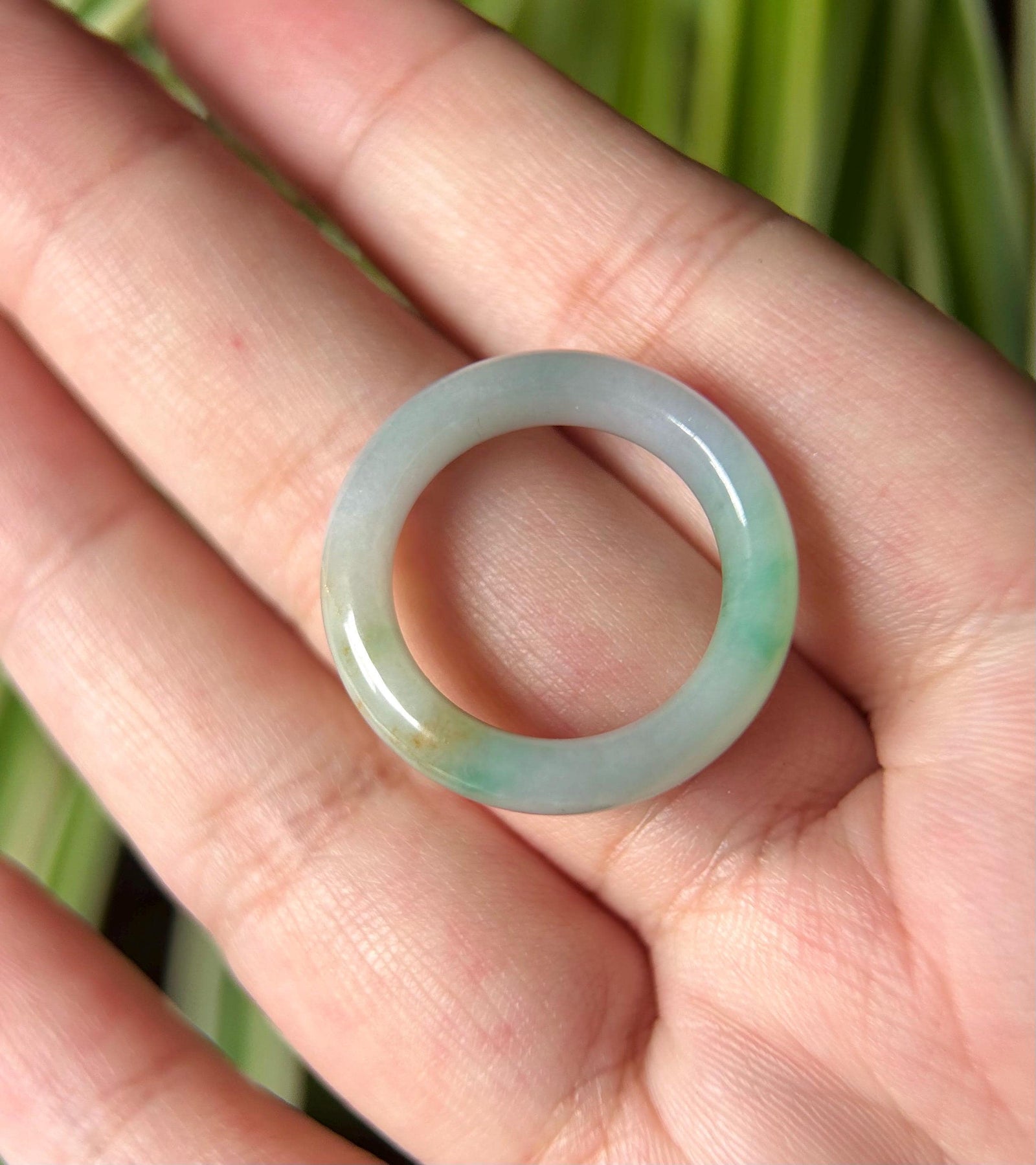 Natural Burmese Jadeite Ring Band Jewelry Gift Type A Translucent Icy Purple Green Yellow RARE Triple-Color Jade Ring US 7.5/17.7mm
