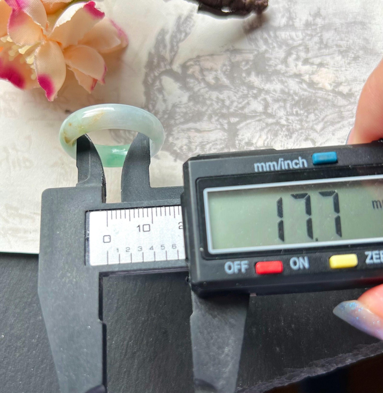 Natural Burmese Jadeite Ring Band Jewelry Gift Type A Translucent Icy Purple Green Yellow RARE Triple-Color Jade Ring US 7.5/17.7mm