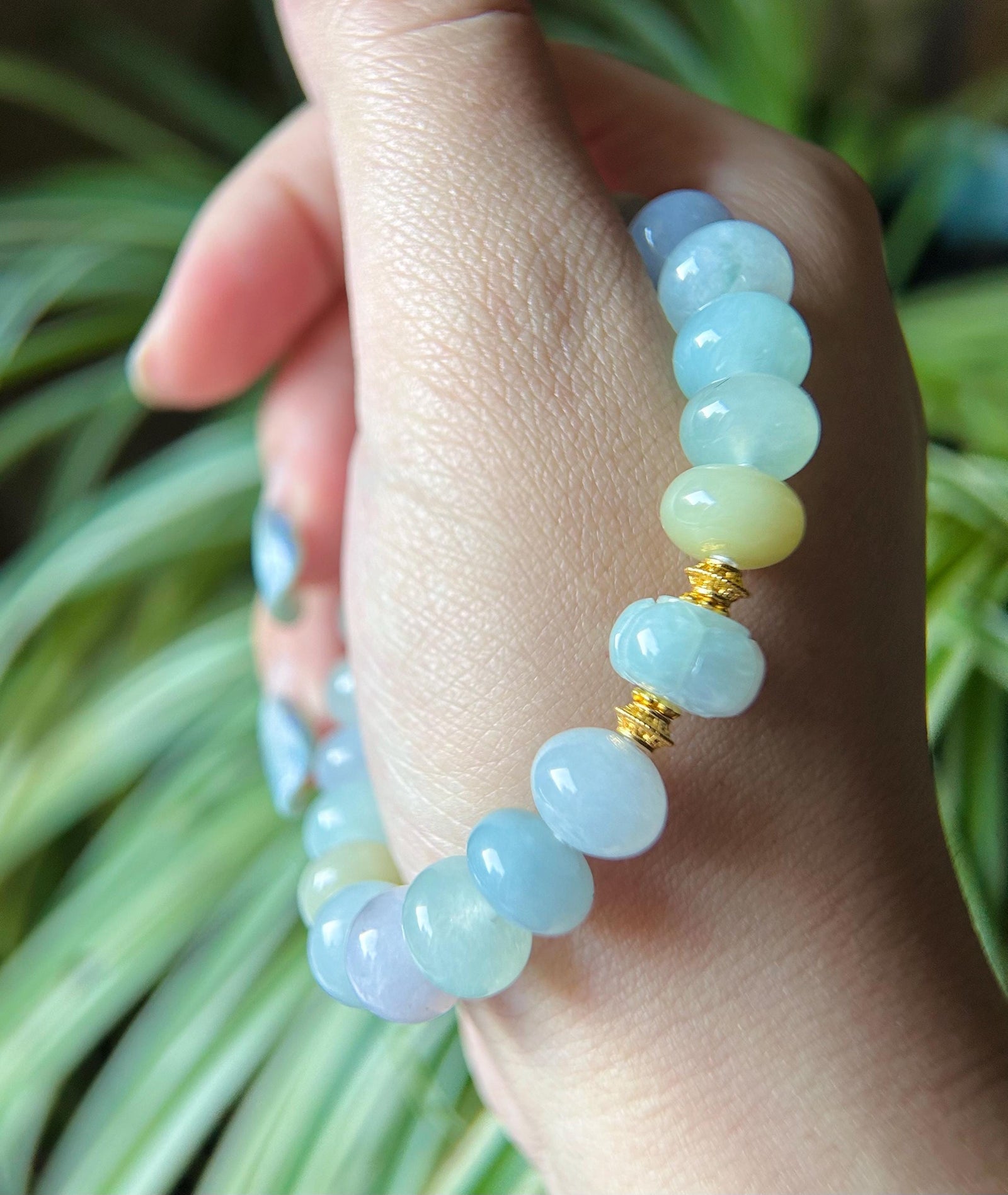 Natural Jadeite Beaded Bracelet High-end Jewelry Burmese Type A Highly Translucent Multicolor Jade 11mm