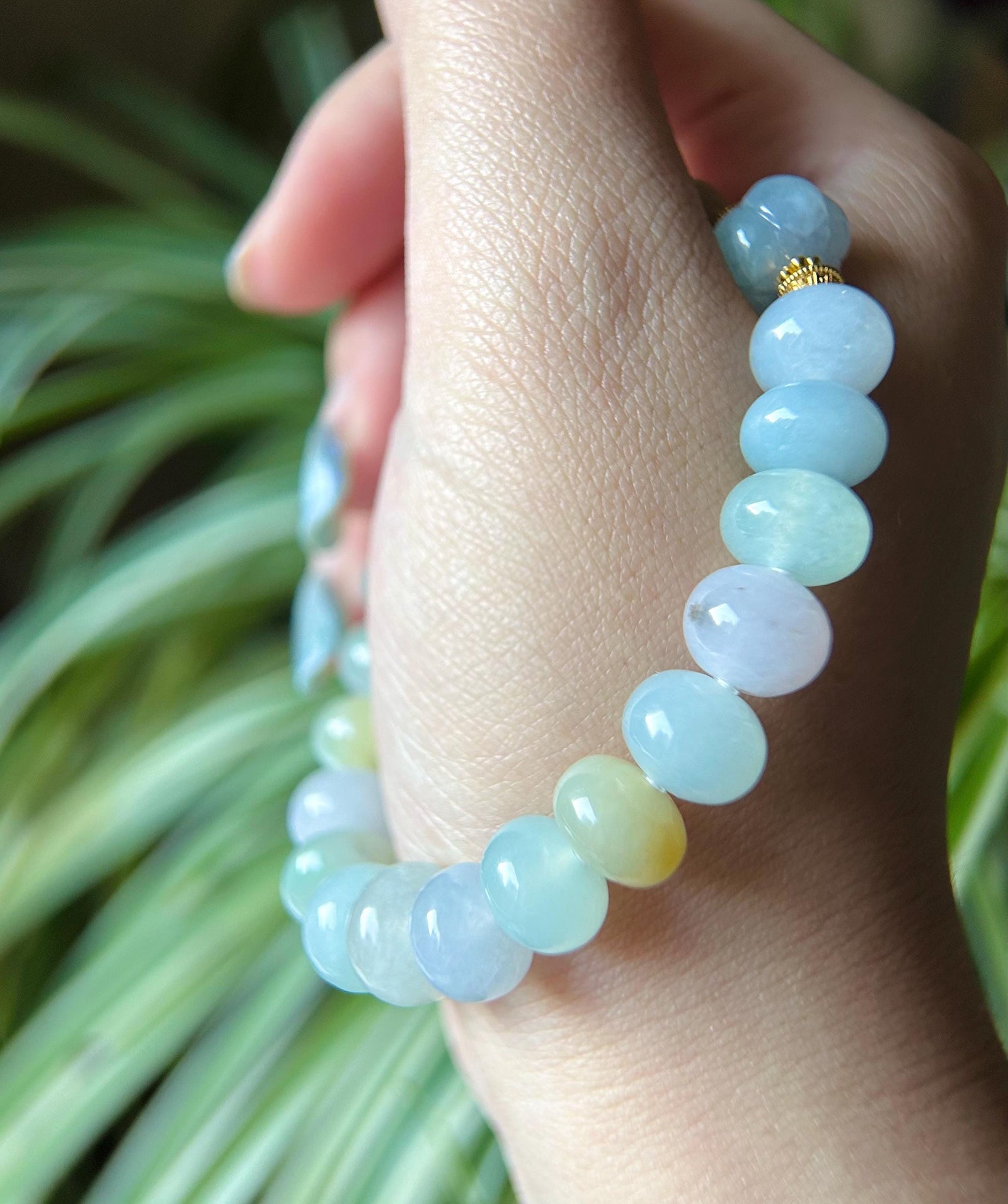 Natural Jadeite Beaded Bracelet High-end Jewelry Burmese Type A Highly Translucent Multicolor Jade 11mm