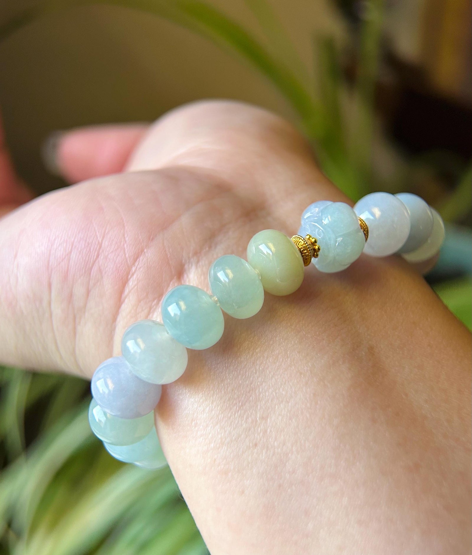 Natural Jadeite Beaded Bracelet High-end Jewelry Burmese Type A Highly Translucent Multicolor Jade 11mm