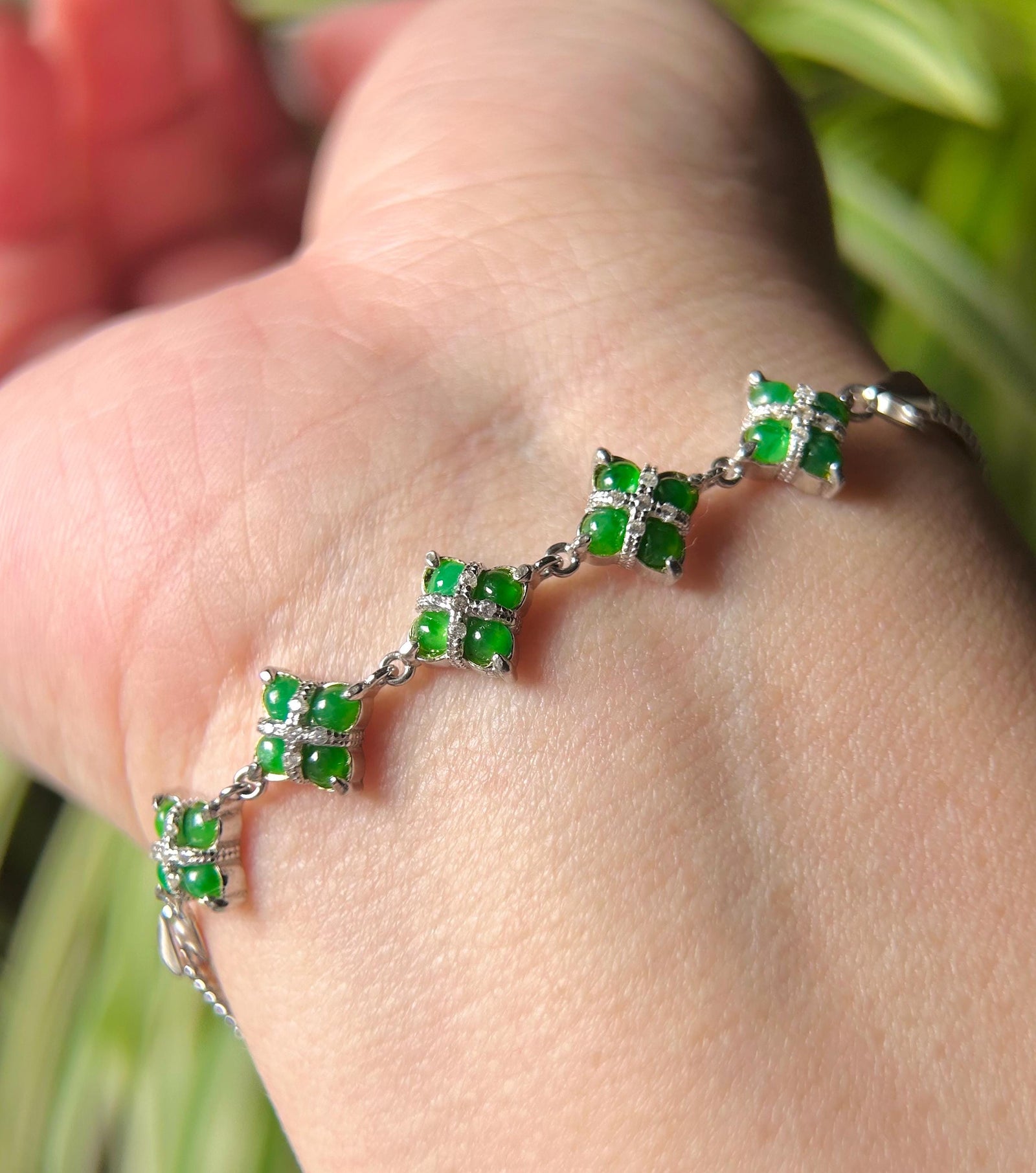Certified Natural Jadeite & Sterling Silver Bracelet Minimalist Jewelry Type A Icy Highly Translucent Burmese Sunny Green Jade