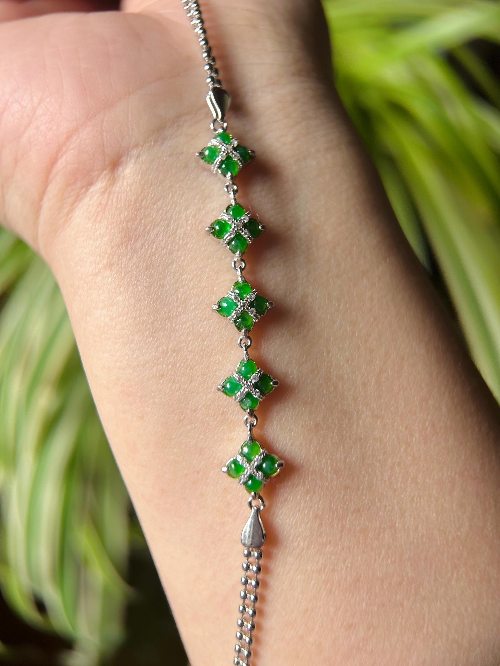 Certified Natural Jadeite & Sterling Silver Bracelet Minimalist Jewelry Type A Icy Highly Translucent Burmese Sunny Green Jade