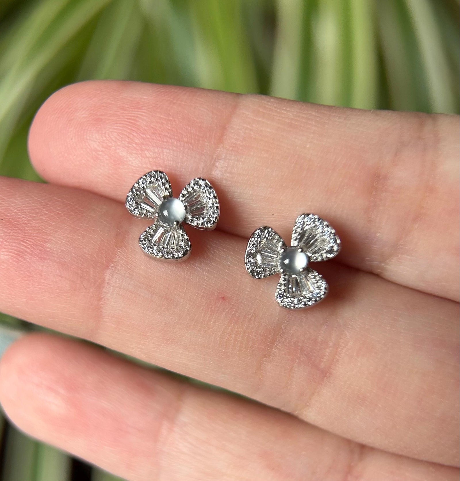 Burmese Jadeite Flower Sterling Silver Dainty Earrings Petite Natural Type A Highly Translucent Icy Myanmar Jade