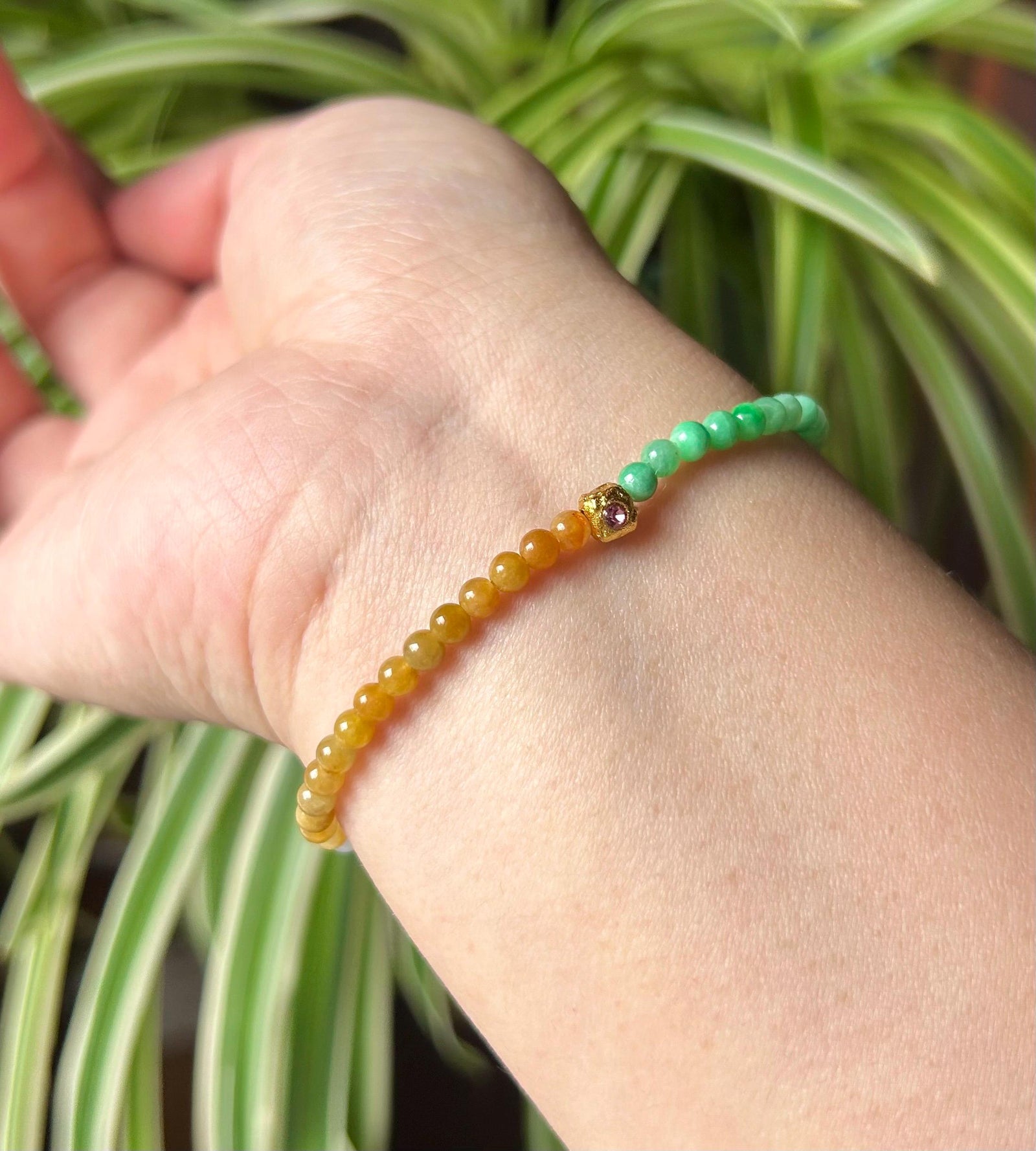 Natural Jadeite Beaded Minimalist Bracelet Jewelry Burmese Type A Untreated Icy Translucent Multicolor Jade 3.5mm