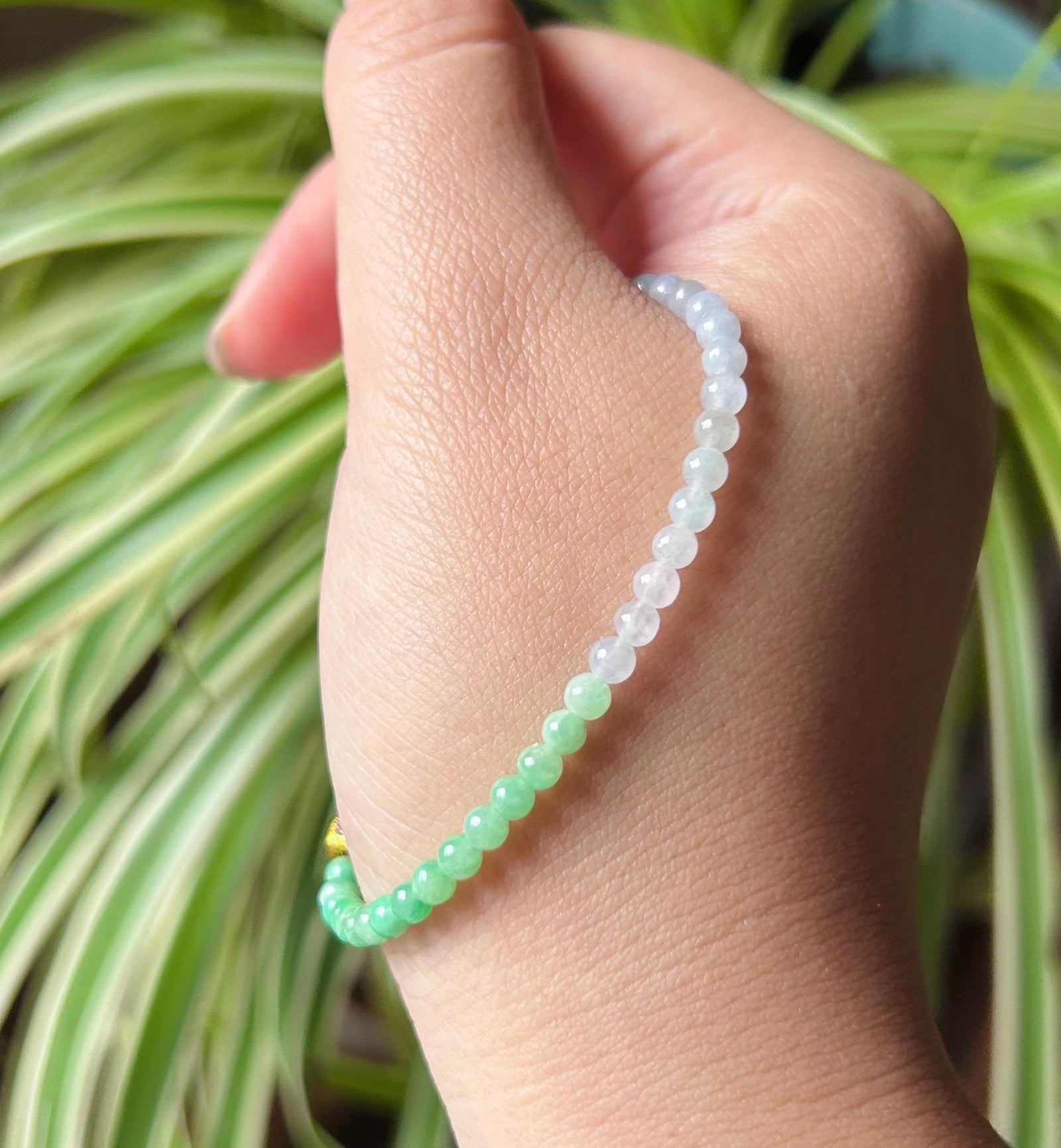Natural Jadeite Beaded Minimalist Bracelet Jewelry Burmese Type A Untreated Icy Translucent Multicolor Jade 3.5mm